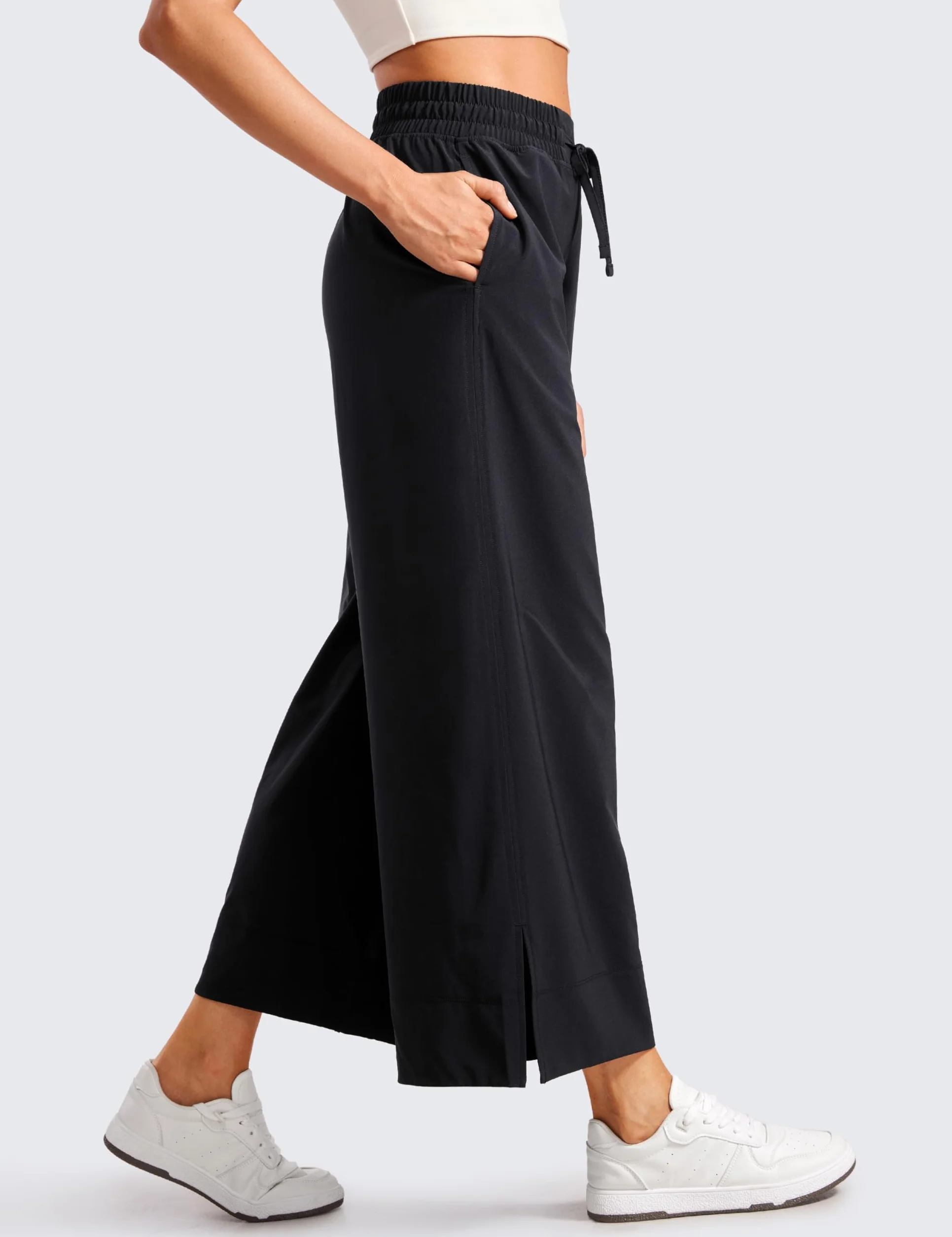 CRZ YOGA Pantalones Capri Ligeros de Pierna Ancha para Mujer de Cintura Alta