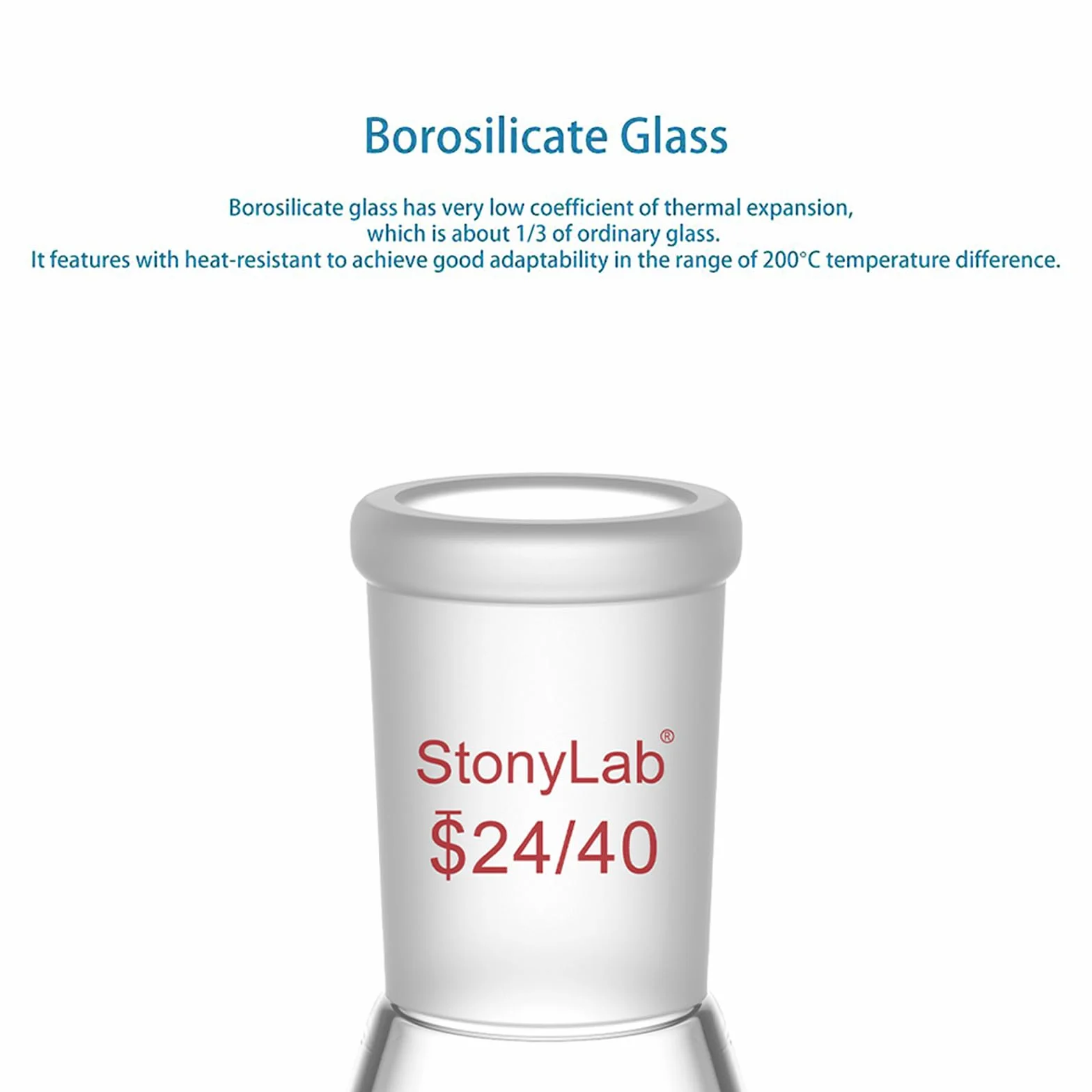 Matraz Erlenmeyer de Cristal 24/40 50ml, Frasco de Laboratorio de Vidrio de Borosilicato de Pared Gruesa