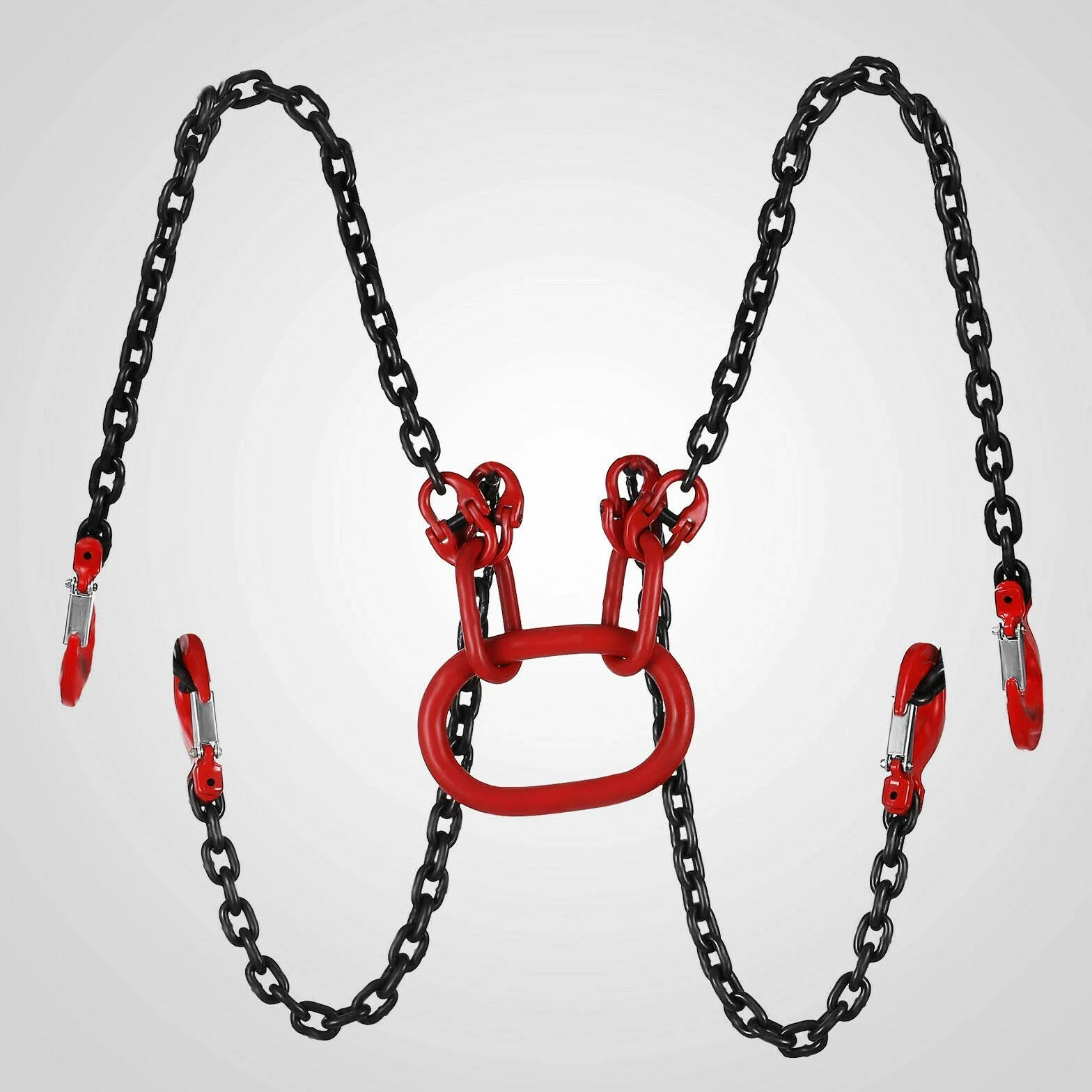 Cadena colgante de 1,5 m, 4 hebras, 5 T, gancho de cabeza de horquilla, colgador de grúa