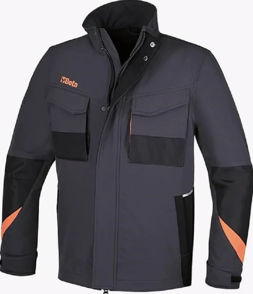 BETA 7653G M - Chaqueta de trabajo multibolsillos cómoda y robusta en tejido elástico de cuatro vías, nailon y spandex, con refuerzos antiabrasión - Gris antracita, gris antracita, M