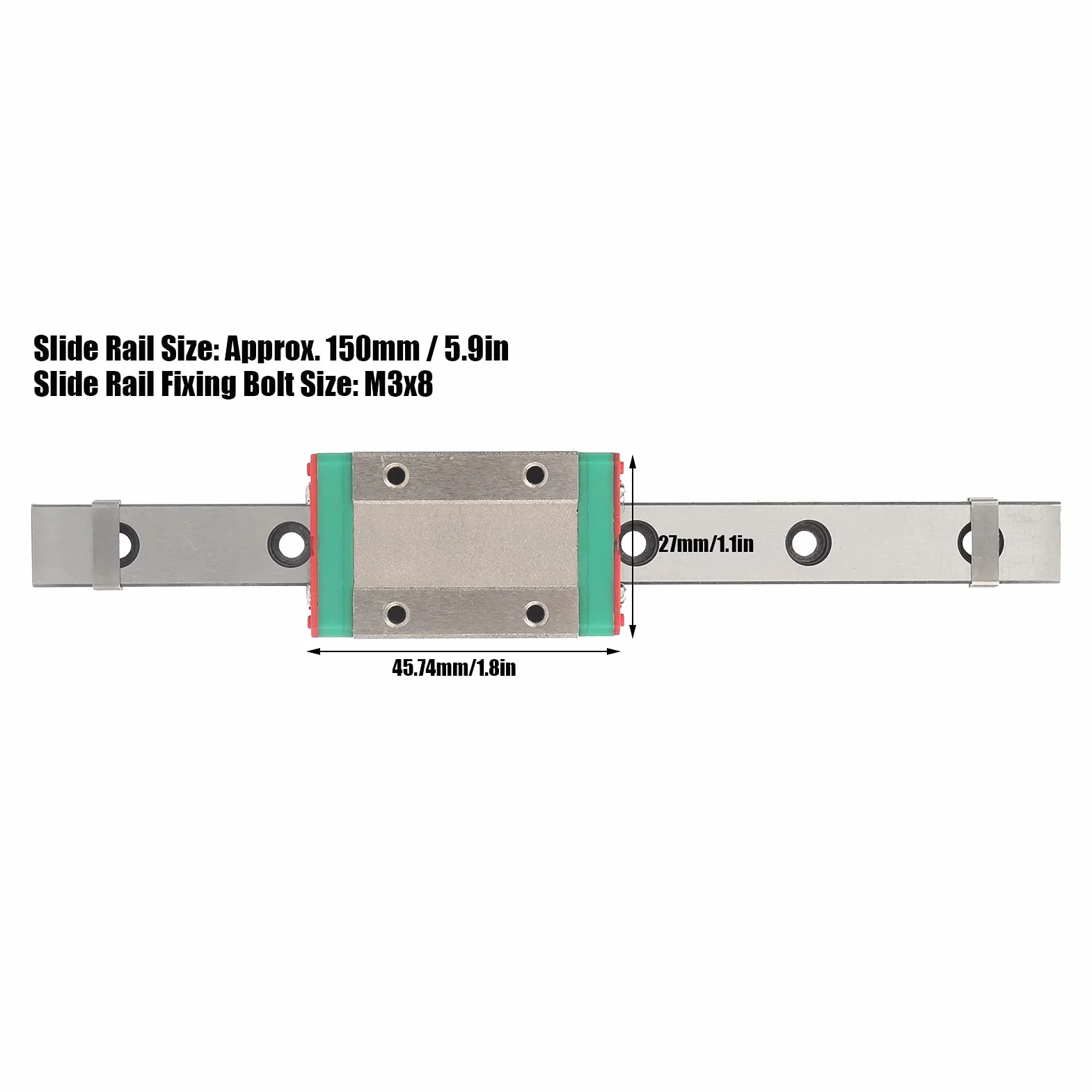 Riel Deslizante en Miniatura MGN12H 150mm Guía Lineal de Acero Inoxidable para Impresora 3D CNC