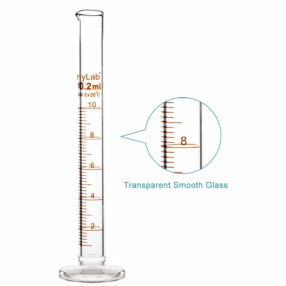 StonyLab Cilindro de Medición Graduado de Vidrio de Borosilicato 10 ml 4-Pack
