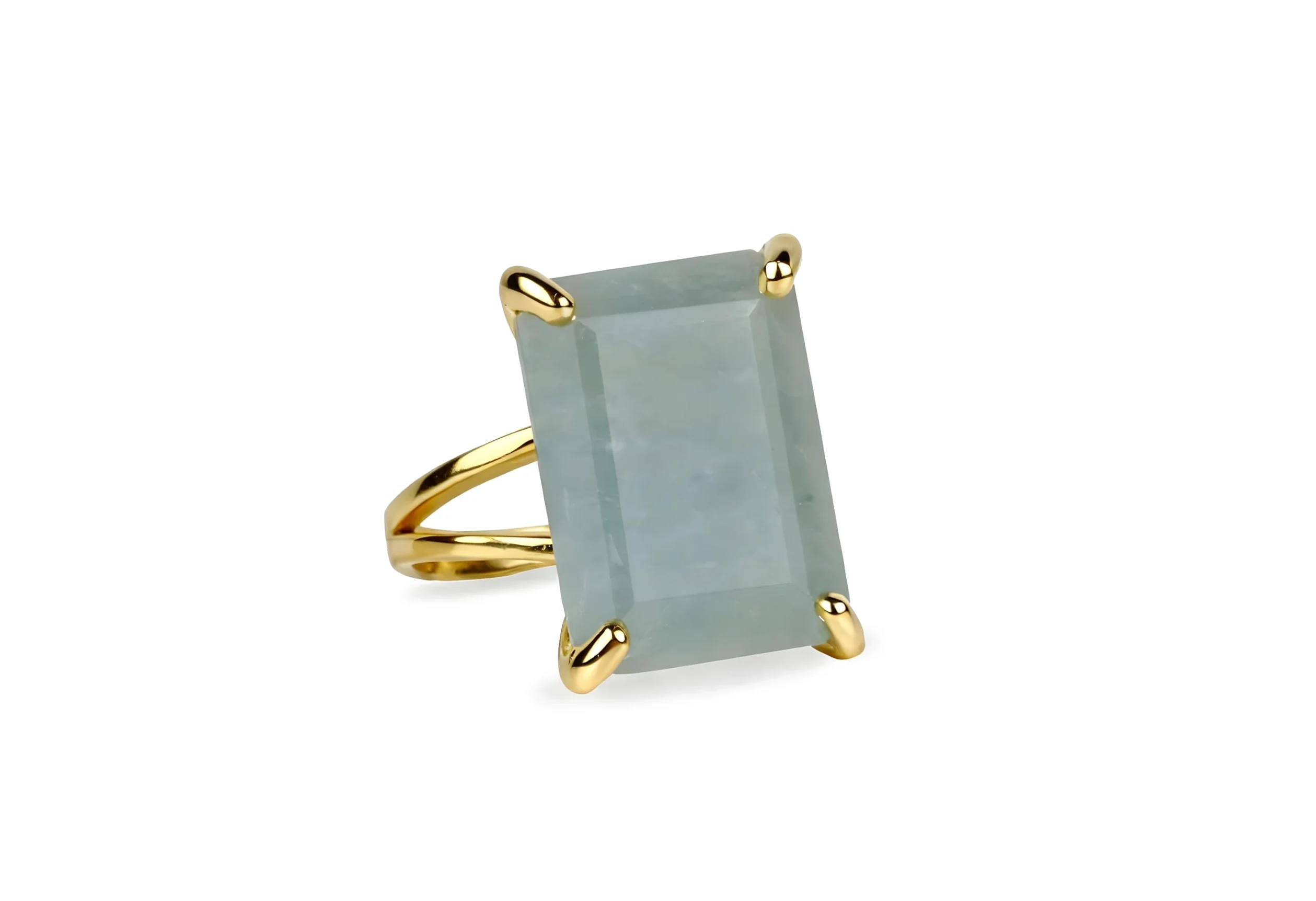 Anillo Grande de Aguamarina - Anillos de Oro de 14k Hechos a Mano para Mujeres - Anillos de Moda, Joyas de Declaración y Regalo para Damas