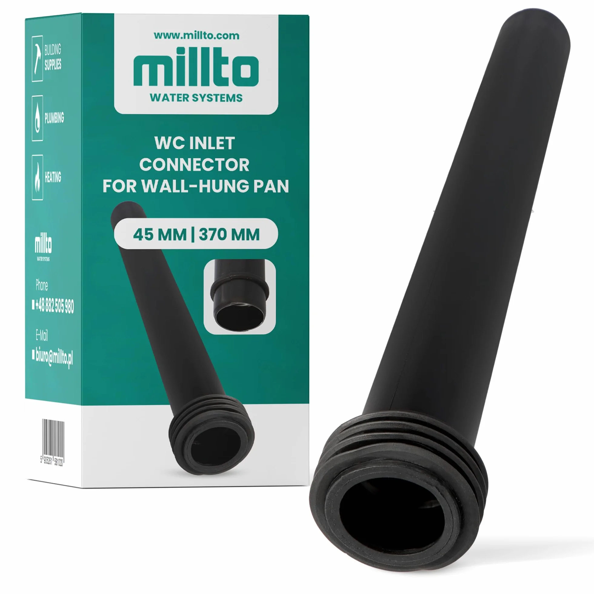 Geberit Tubo de descarga 45x370 mm Raccord mural polipropileno Empotrado