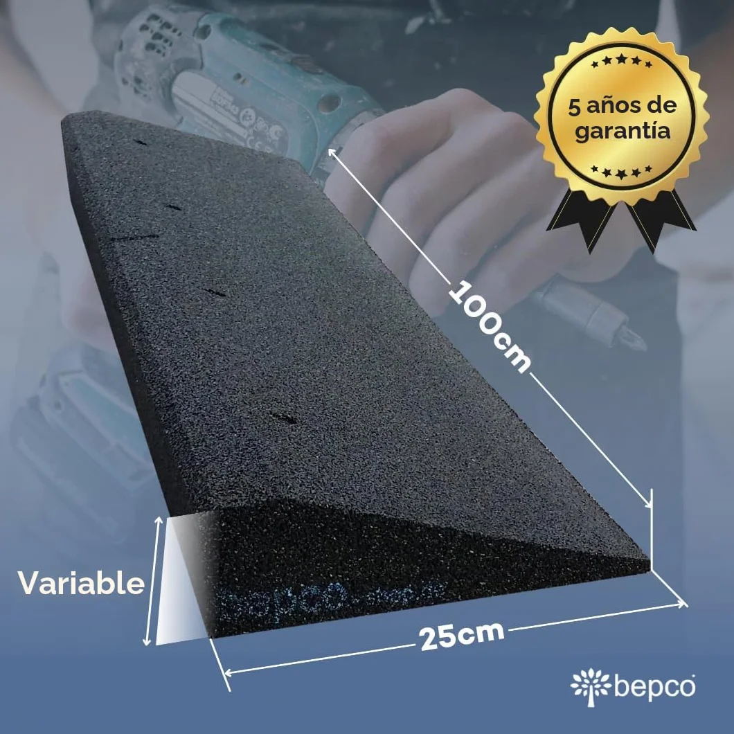 Rampa para bordillos de goma 100x25x8 cm bepco Negro con arandelas integradas
