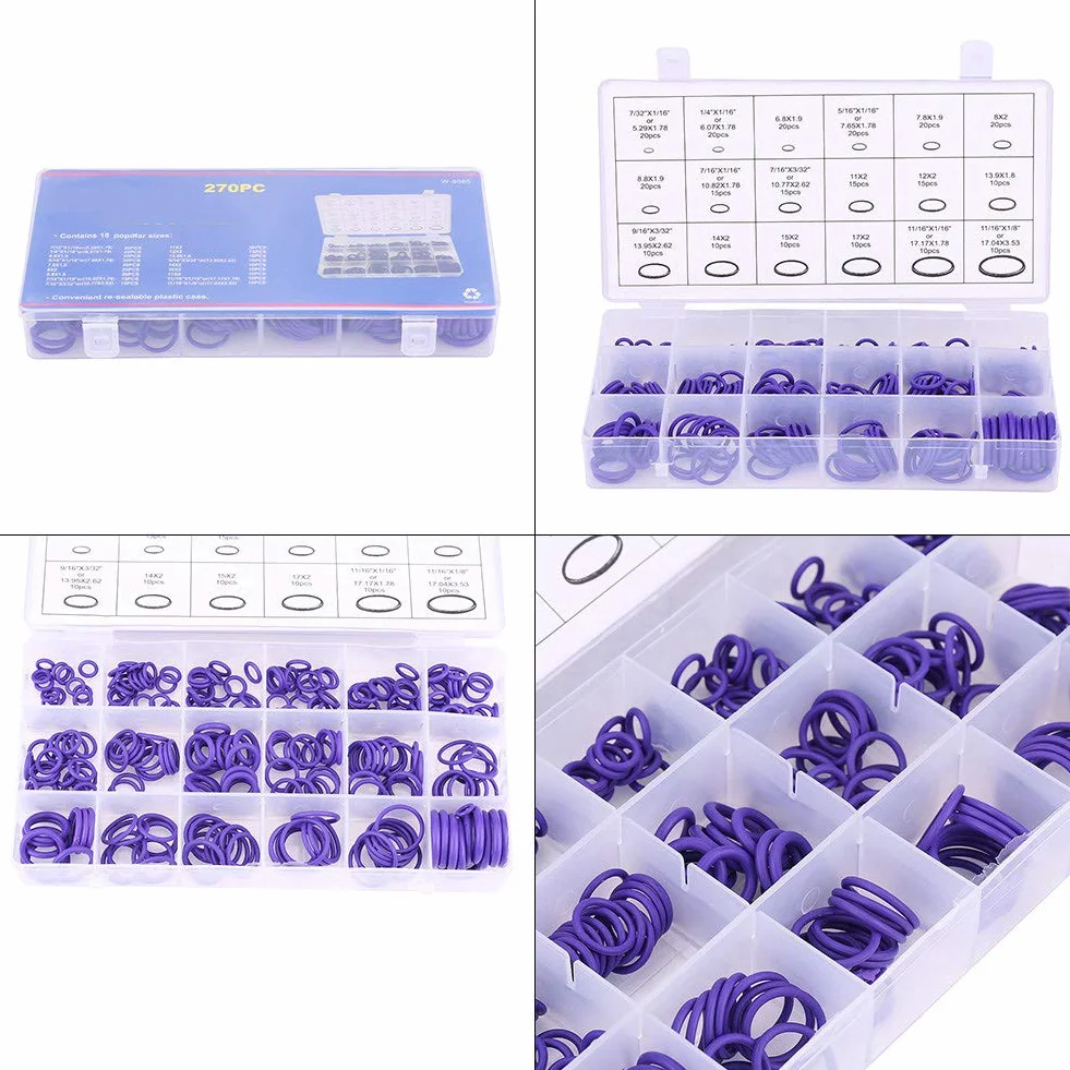 Juntas tóricas aire acondicionado 270 piezas juego sellos goma anillos