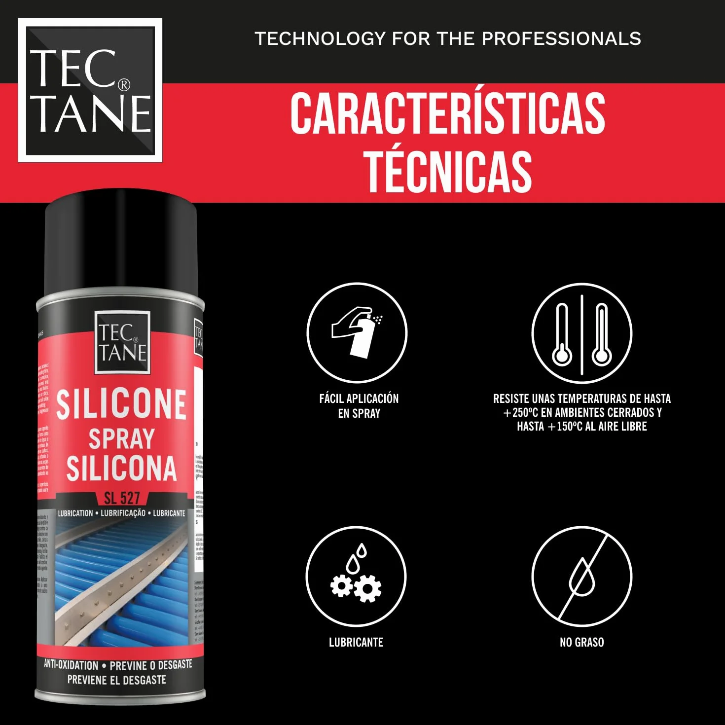 Silicona Spray SL 527, Lubricante no Graso, Desmoldeante, Protector Plásticos Madera Caucho Metales, 400 ml