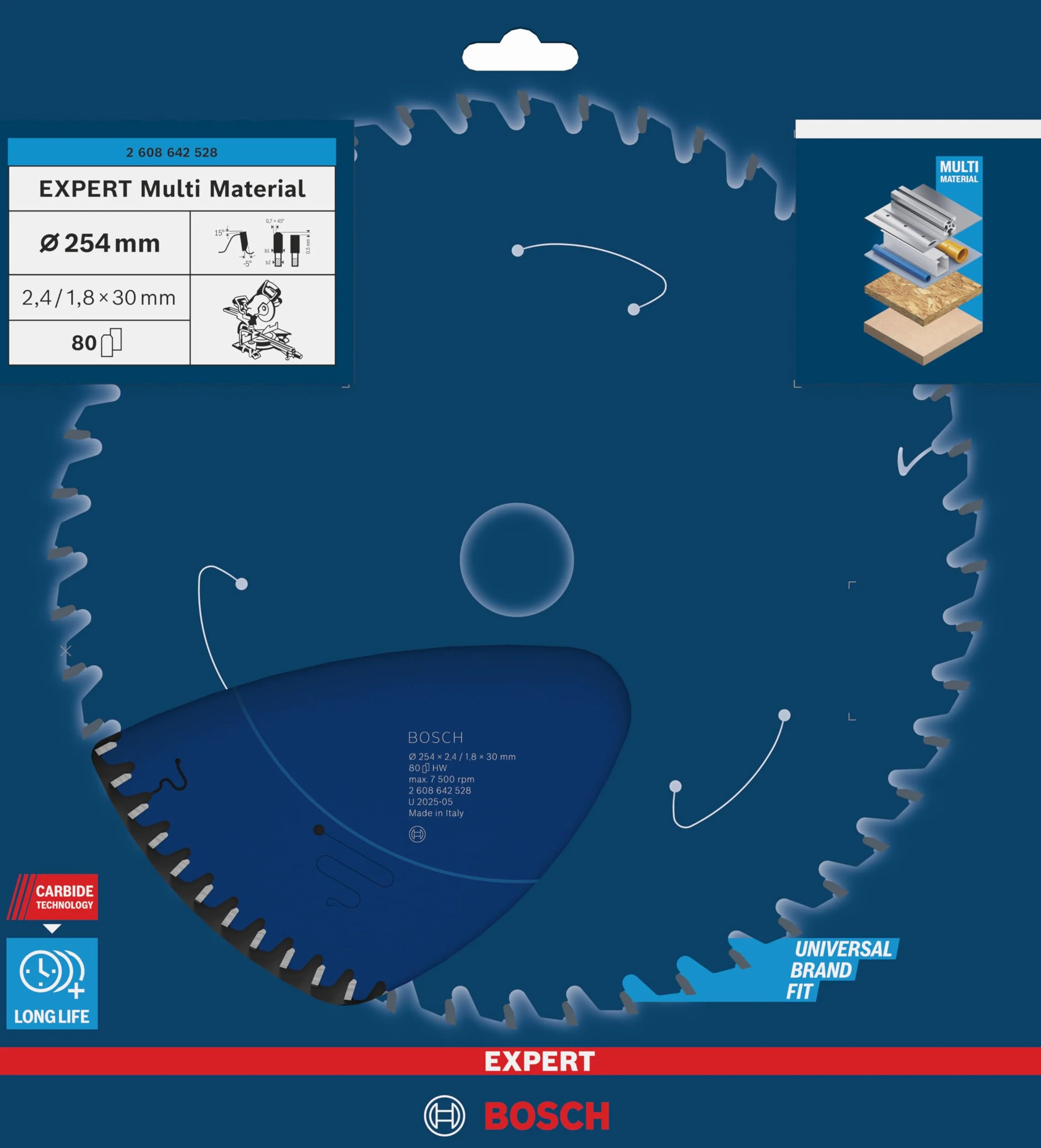 Bosch Hoja de sierra circular Expert for Multi Material 254 x 30 x 2,4 mm 80