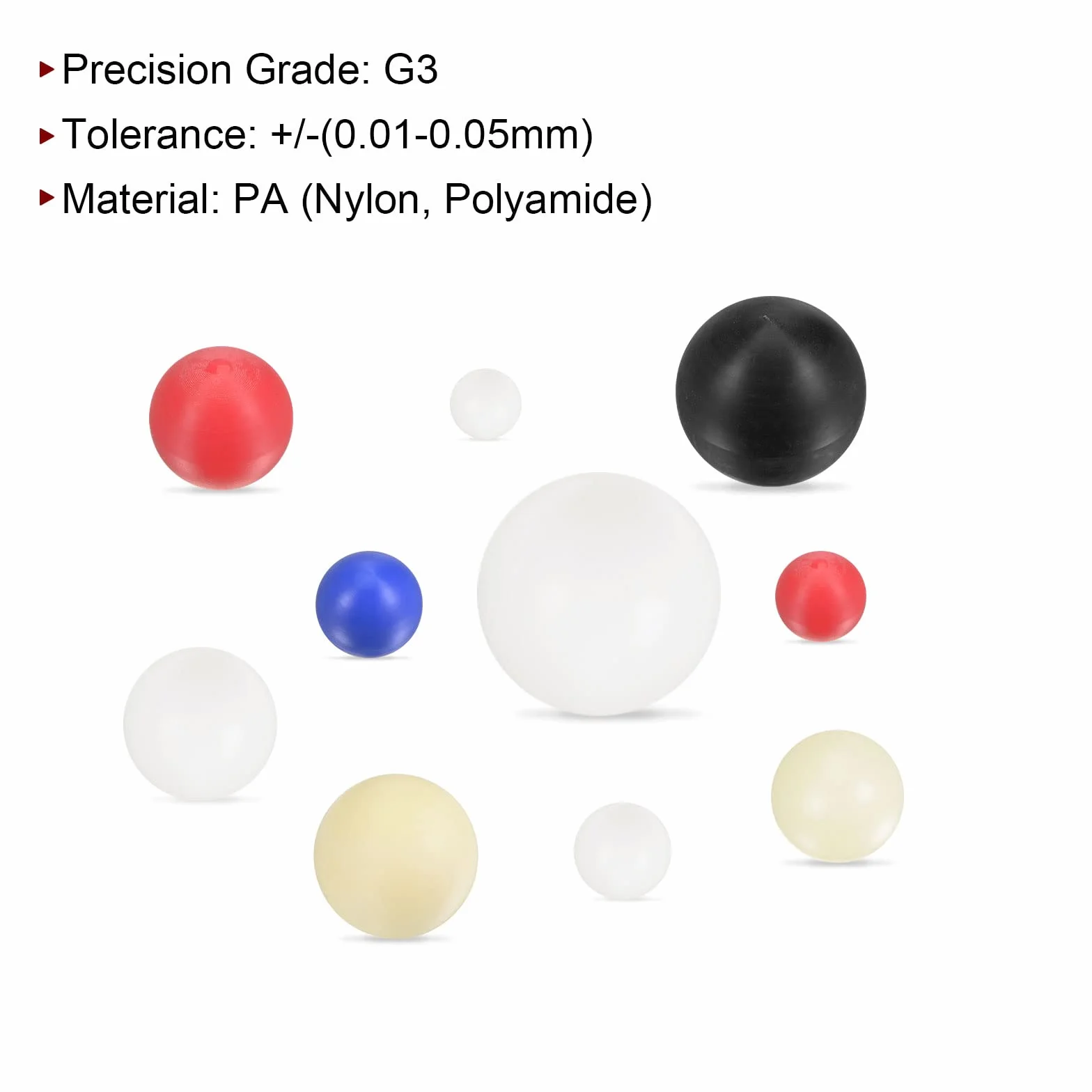 3uds PA66 Nylon Sólido Plástico Bolas 12mm G3 Precisión Rodamiento Bola