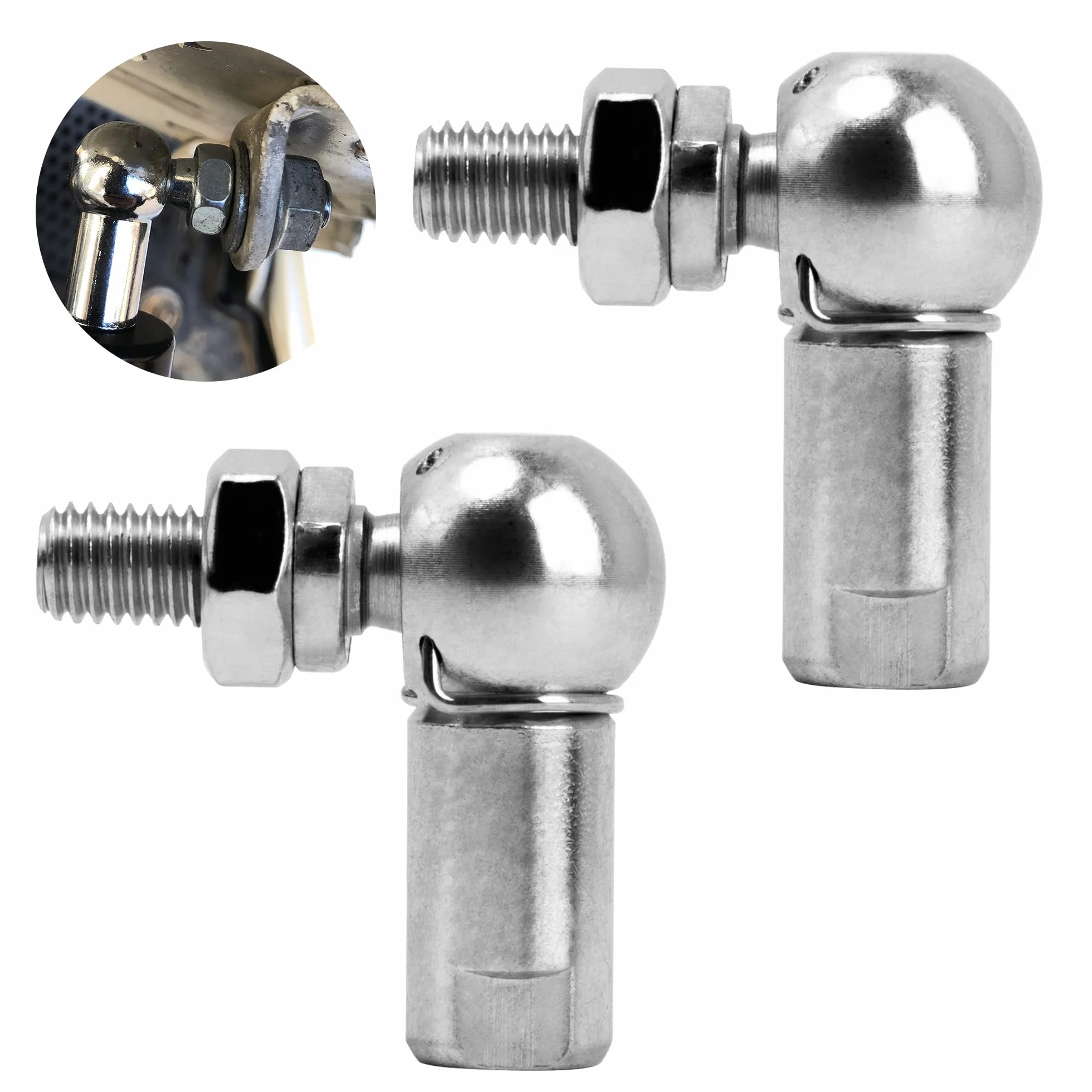 CS10 M6 Rodamientos de Rótula en Forma de L, M6*1.0mm Rosca Derecha, Autolubricante, Extremo Varilla Roscada con Clip de Resorte