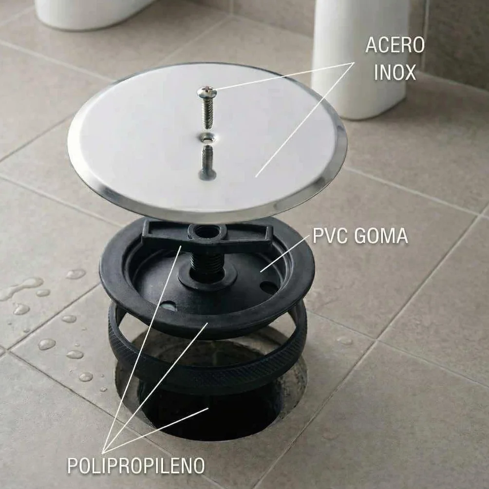 Tapa para Bote Sifónico Ø110 mm Acero Inoxidable Junta de Goma – Evita Malos Olores y Fugas – Universal