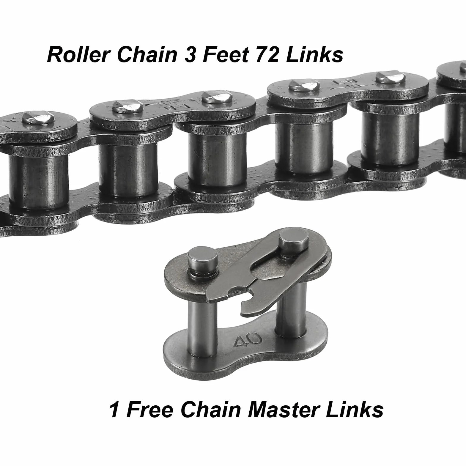 Roller Chain 3 Ft #40/08A-1 1/2" Pitch Carbon Steel 72 Links