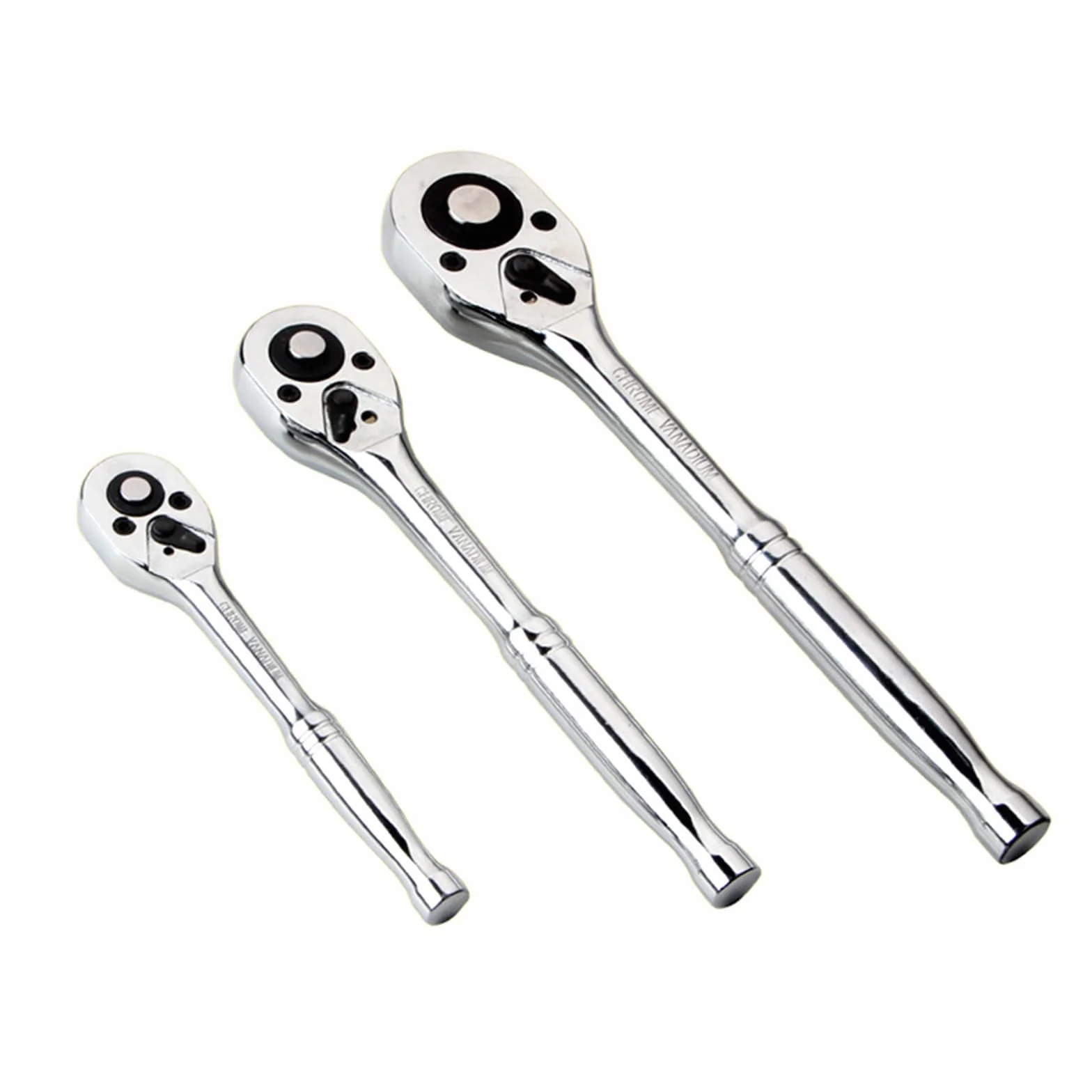 Juego de trinquete reversible 3 piezas 1/5.1 cm 3/20.3 cm 1/10.2 cm liberación rápida para reparación de automóviles