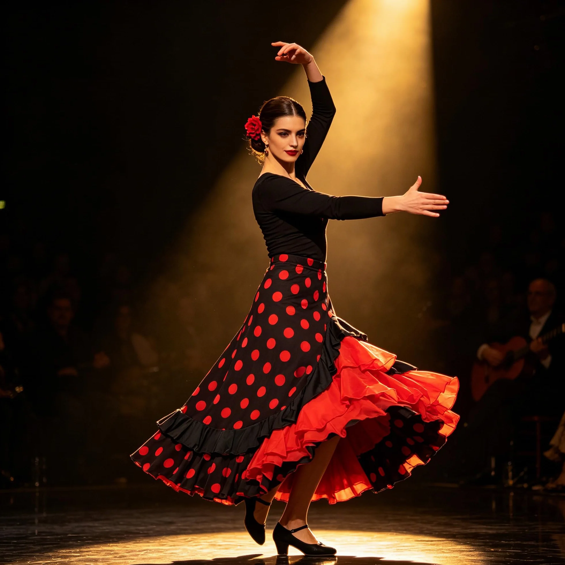Carnavalife Falda Flamenca Baile sevillanas, Falda de Baile Flamenco, Volantes en Capas diseño asimétrico, Traje Feria, romería, espectáculo