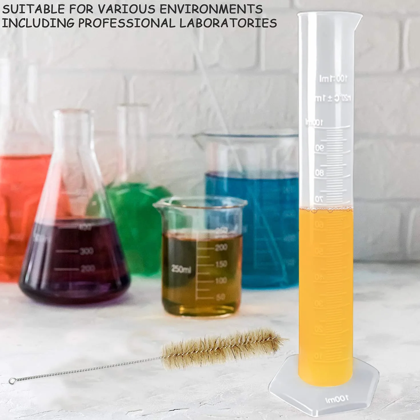 Cilindro Graduado de Plástico 50 ml 100 ml Probeta para Laboratorio Científico
