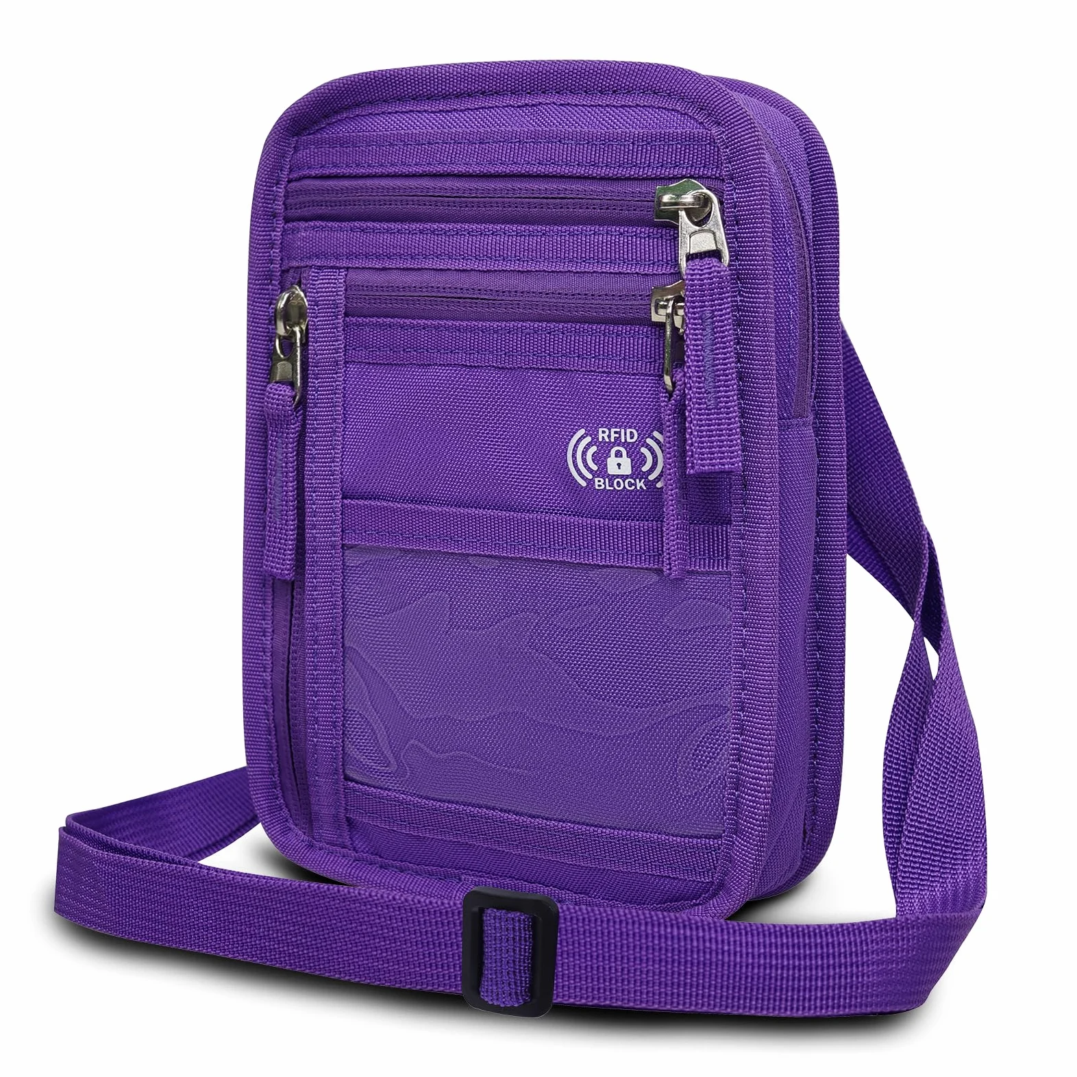 Cartera pequeña para el cuello con bloqueo RFID, bolsa cruzada de viaje, soporte para pasaporte, diseño minimalista delgado, bolsa de seguridad para el cuello