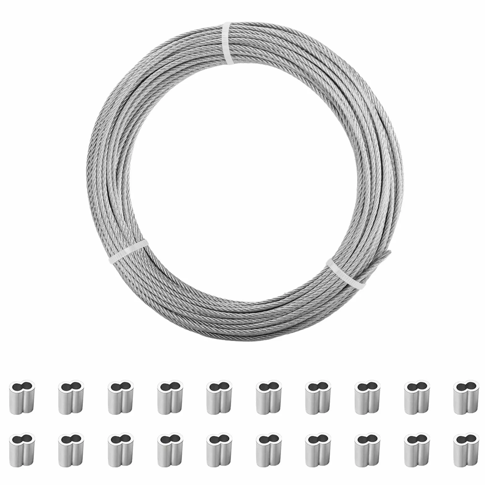 Cuerda Metálica de Acero Inoxidable 20 m x 2 mm, Núcleo 7x7, para Jardín y Plantas Trepadoras