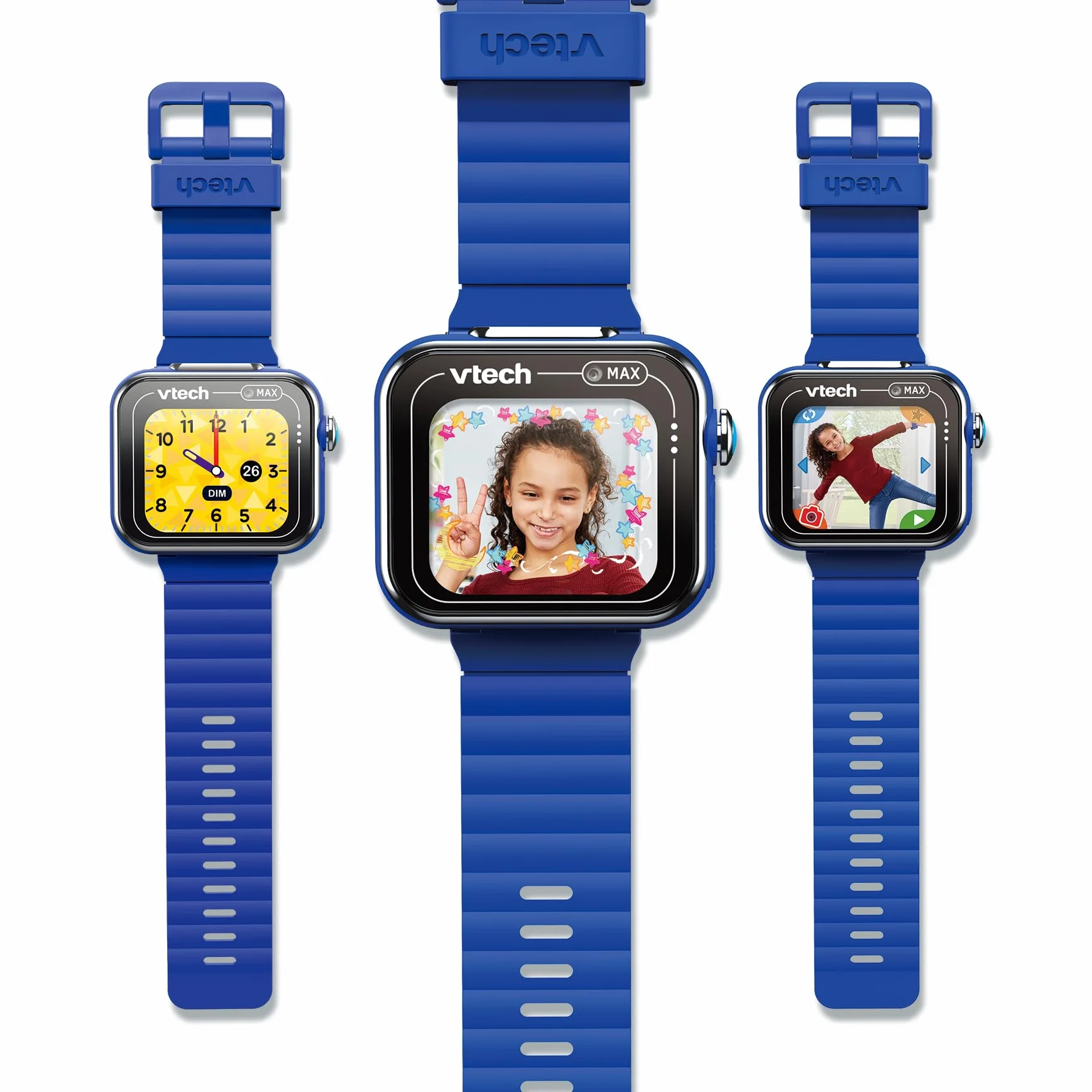 VTech - Kidizoom Smartwatch MAX Azul, Reloj Inteligente para niños, Doble cámara de Fotos, vídeos, Juegos, Pantalla táctil Horizontal, Versión ESP