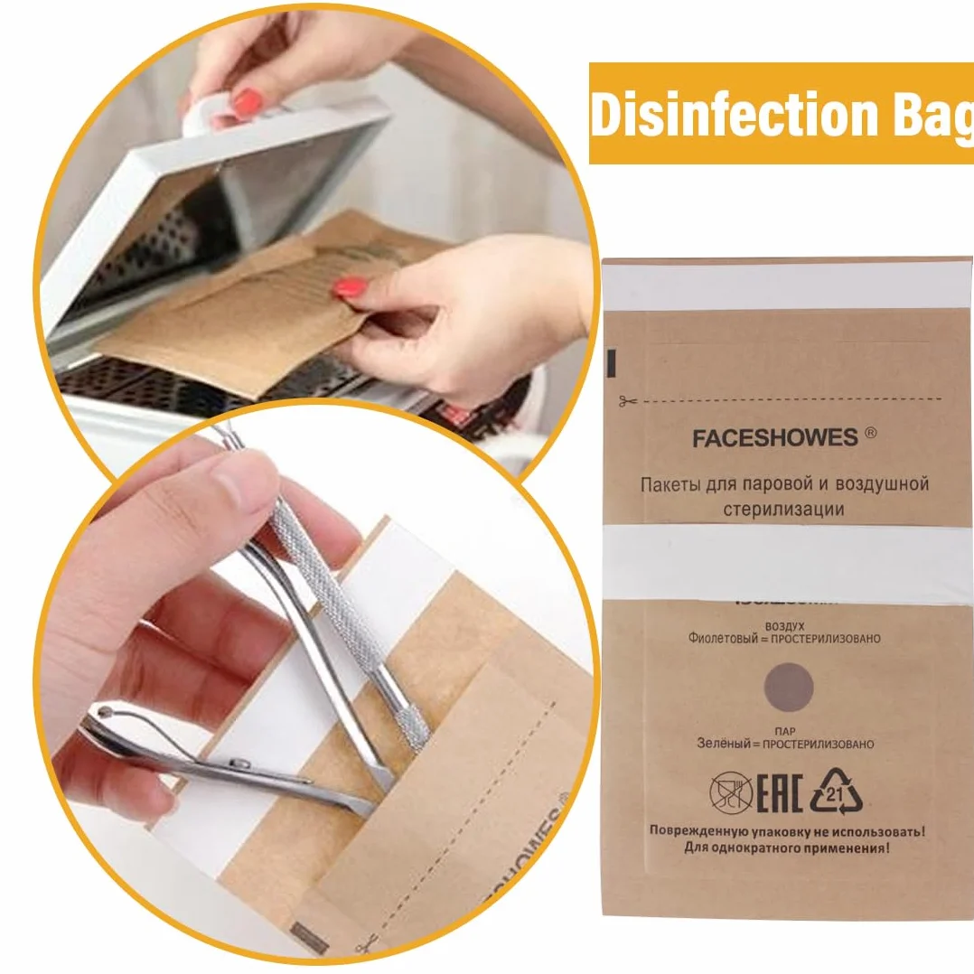 WeddHuis 50 Bolsas de Esterilización Autosellantes 100x200mm para Cosméticos y Herramientas de Manicura