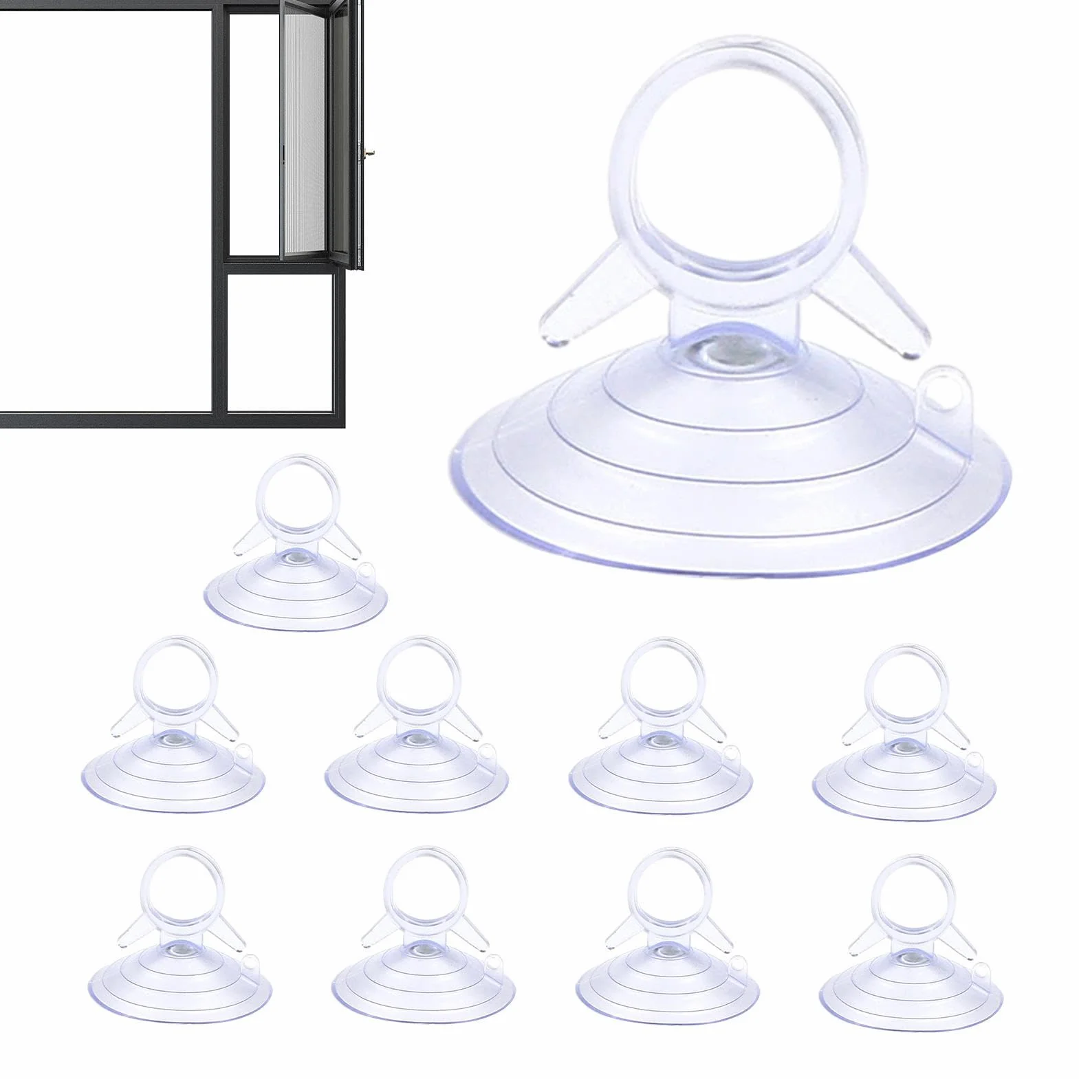 Ventosas Transparentes con Trabillas Protector Solar para Parabrisas Coche Resistente Baño Cocina Ventanas
