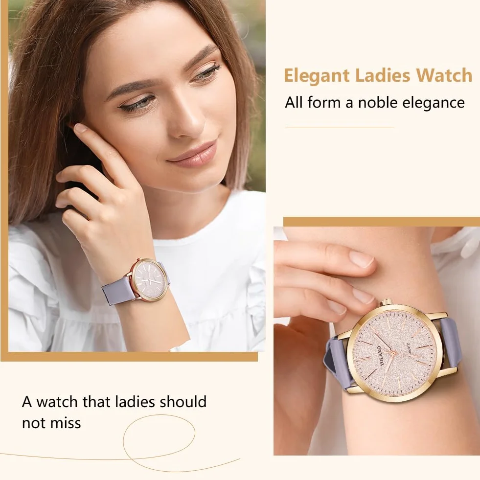 OFFCUP Reloj de Cuero para Mujer, Reloj de Analógico Cuarzo con Esfera Estrellada, Reloj Mujer de 3 manecillas, Reloj de Pulsera Informal de Moda Premium para Mujeres Damas y Niñas