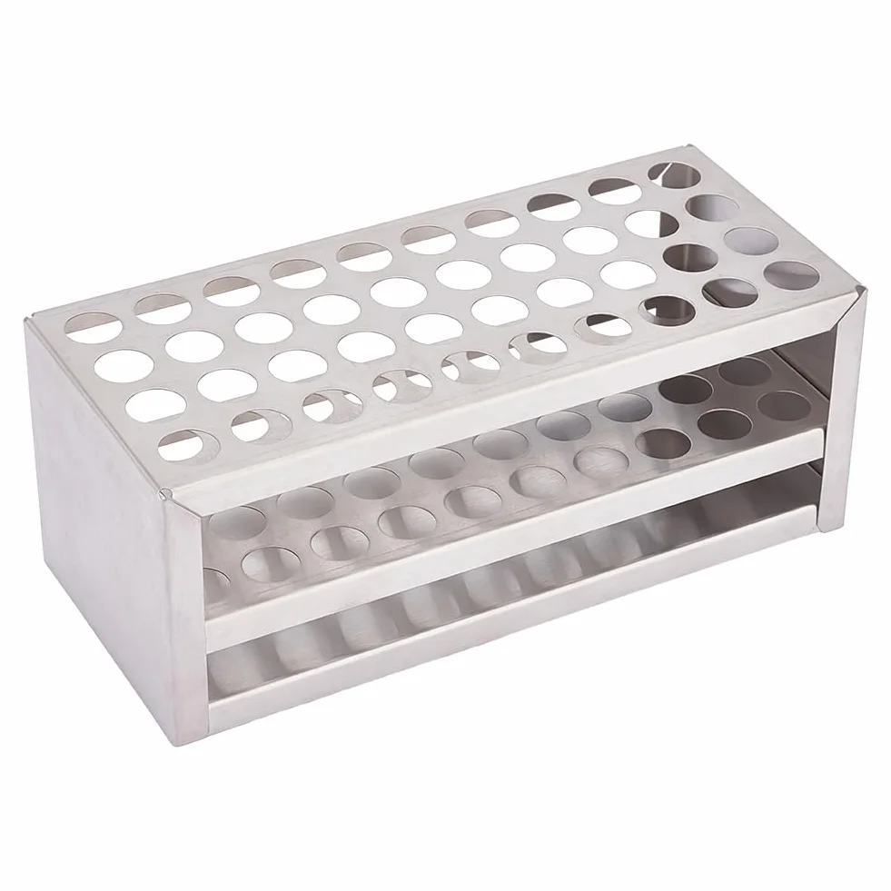 OLYCRAFT Gradilla para Tubos de Ensayo de Acero Inoxidable 40 Cavidades 16mm 93x220x95mm