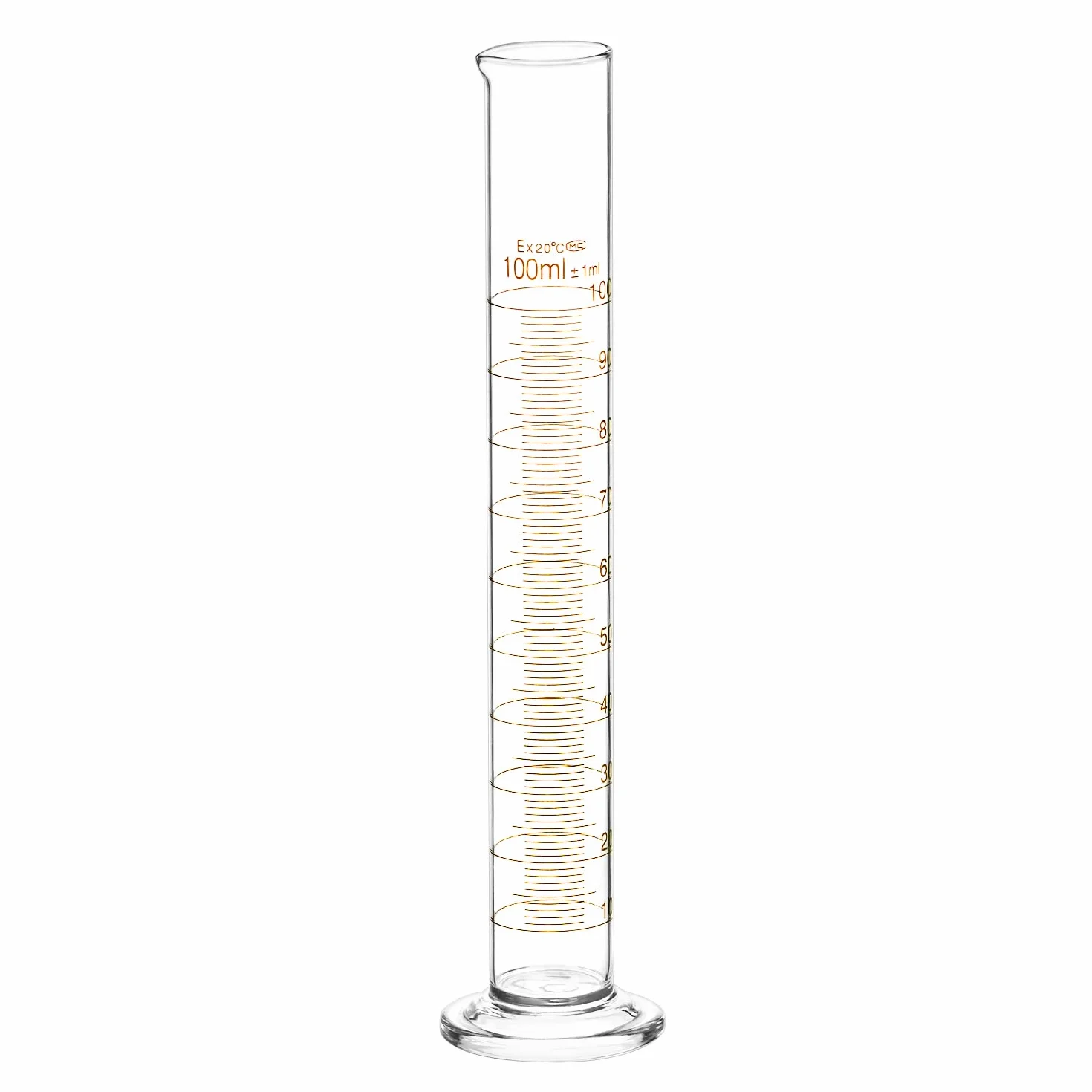 QWORK Cilindro de Medición Laboratorio 100 ml, Vidrio de Borosilicato, Pared Gruesa