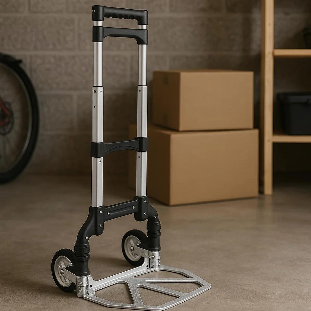 Carretilla de Mano Plegable y Extensible Aluminio 75kg con Ruedas