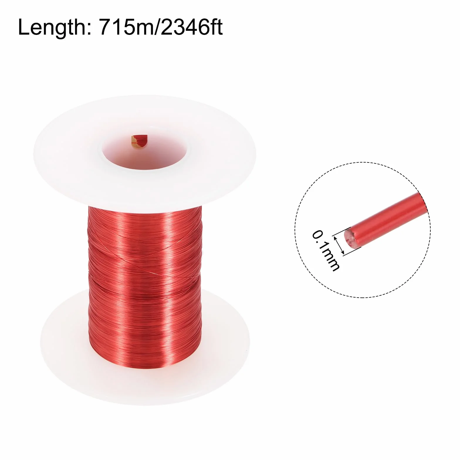 QUARKZMAN Alambre Esmaltado de Cobre 0.1mm 2346 Pies (715m) 50g Grado F 155°C para Bobinados Transformadores