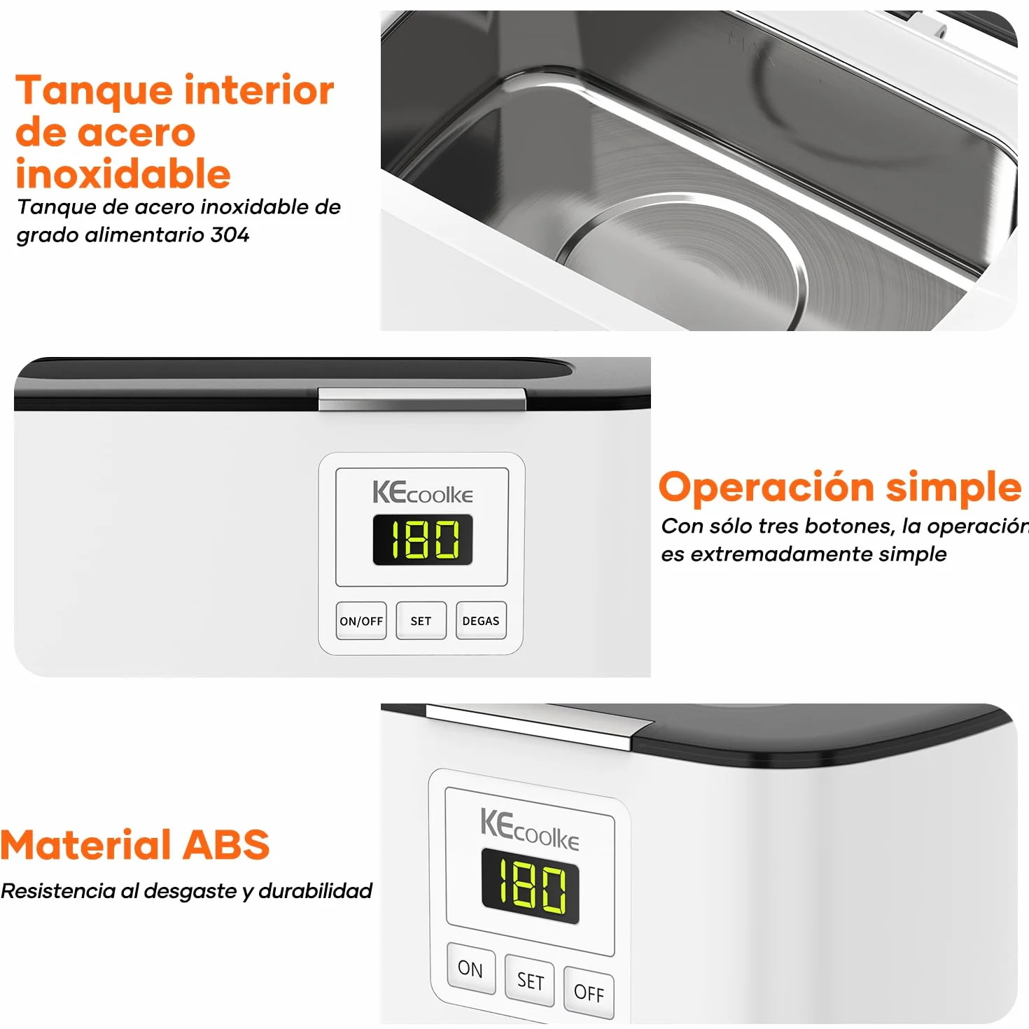 KECOOLKE Limpiador ultrasónico 600 ml temporizador digital para joyas gafas anillos
