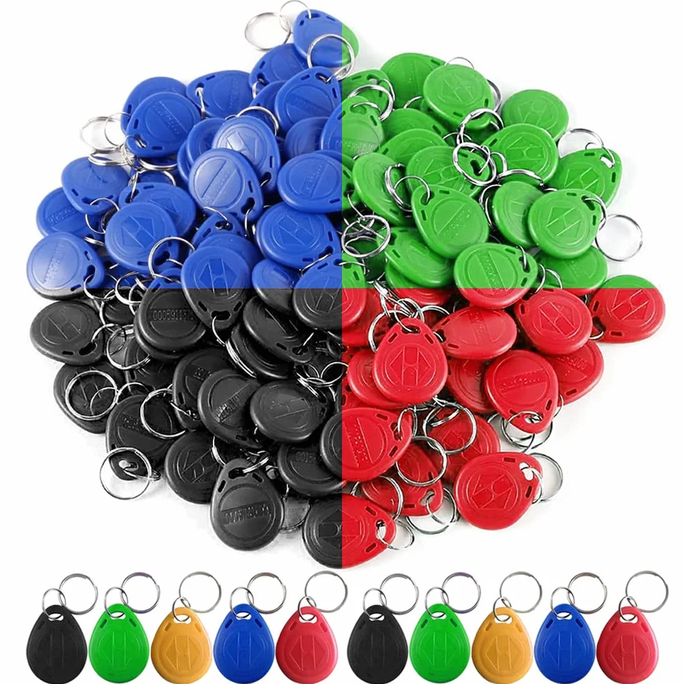 HERNAS 100pcs 125KHz RFID Key Fob Tarjeta de Control de Acceso ABS EM4100 Llavero ISO14443A Solo Lectura