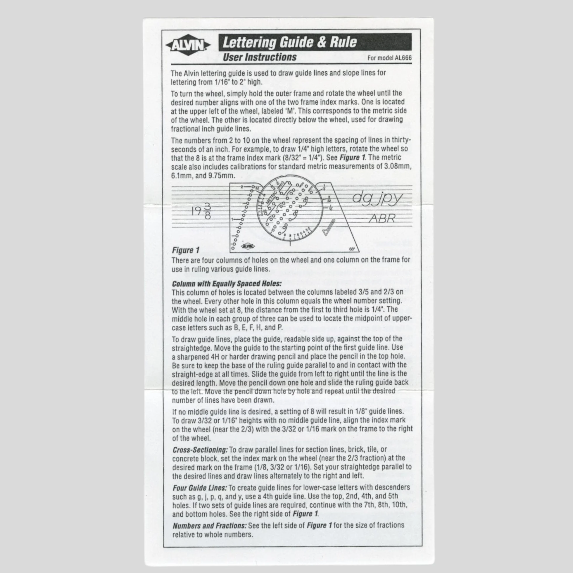 ALVIN AL666 Guía de letras y plantilla de reglas, herramienta multiusos para dibujo, diseño y arquitectura, ideal para estudiantes y profesionales, 3.88 pulgadas de largo x 2.38 pulgadas de alto