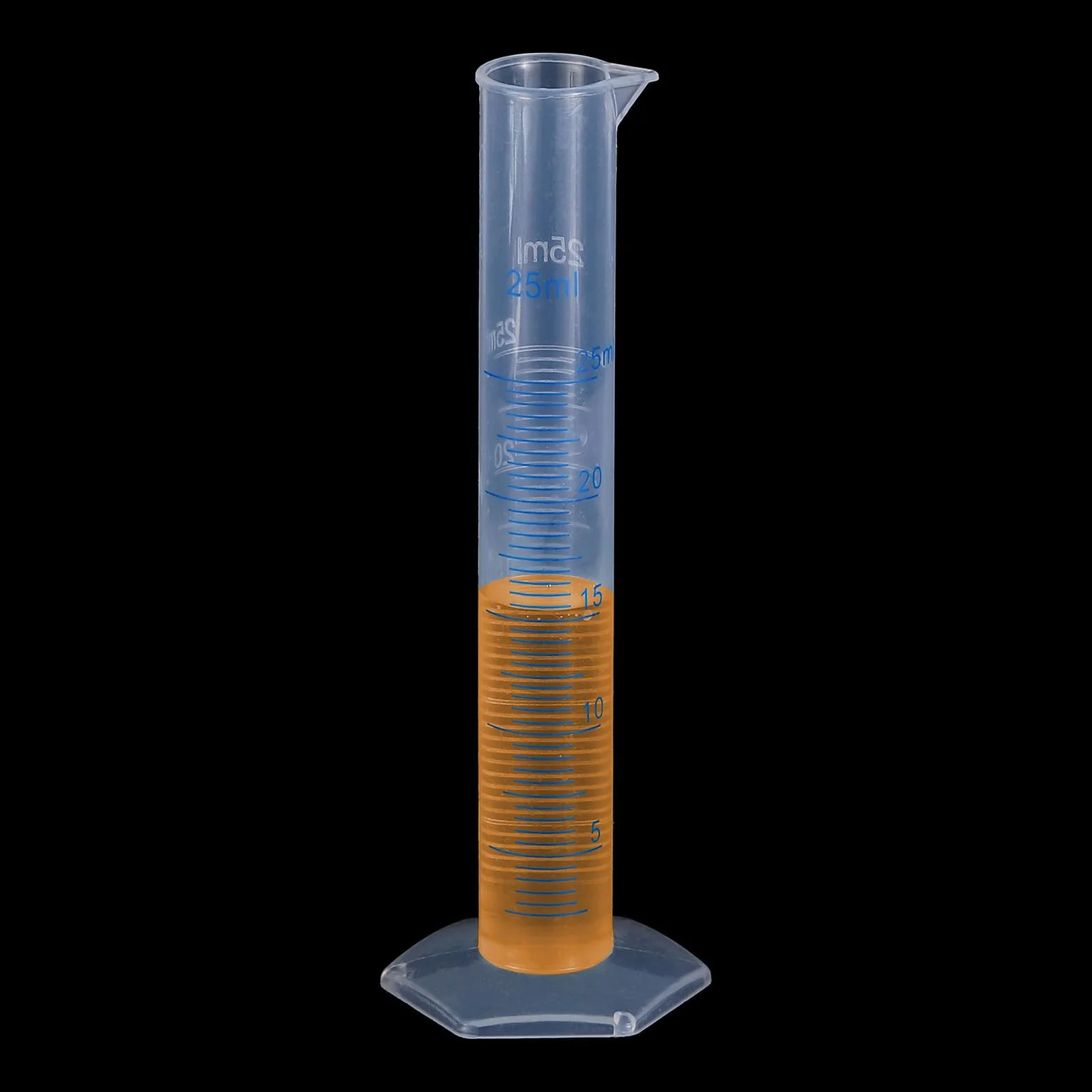 QUARKZMAN Cilindro Graduado de Plástico 25ml Medidor Tubos de Ensayo Base Hexagonal Transparente 10 Unidades