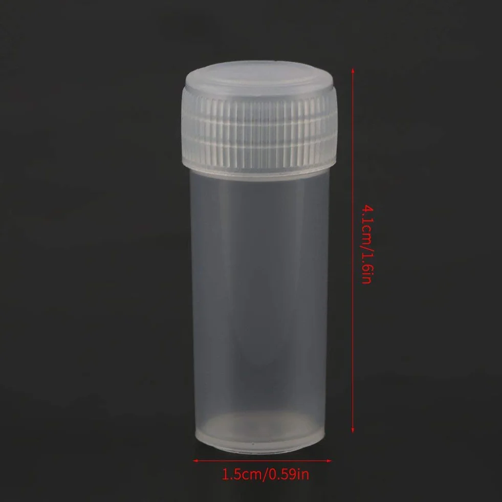 Botella de muestra de plástico 5 ml 100 Pcs botes pequeños con tapa