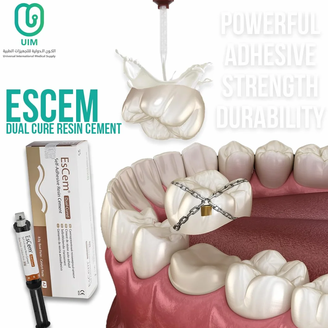 Cemento dental permanente autoadhesivo autoendurecible para coronas puentes postes Kit reparación dientes DIY 15 puntas EsCem