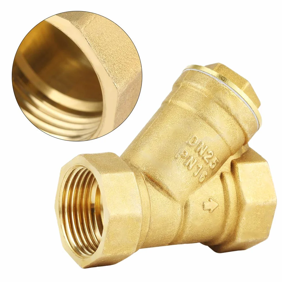 Válvula de Filtro de Latón 1" BSPP Rosca Hembra DN25 Conector Tubo Manguera Agua Aceite
