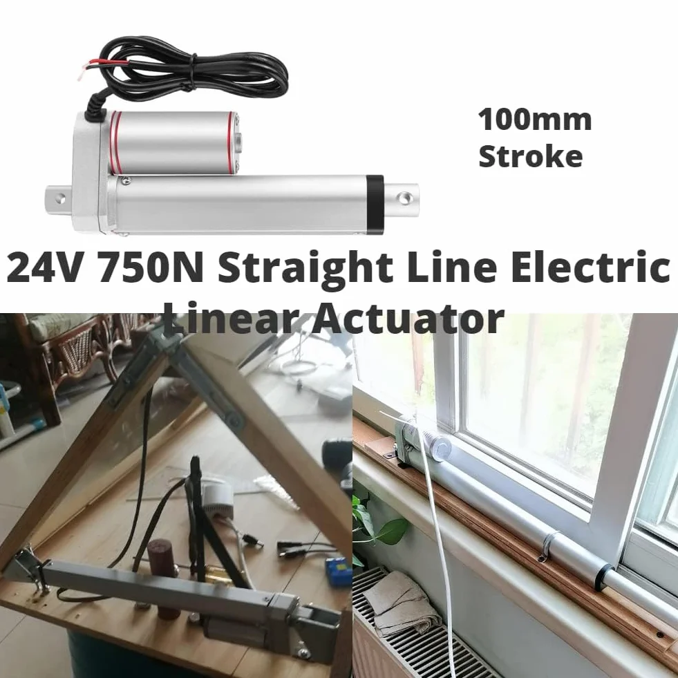 Accionador lineal eléctrico 24 V 750 N 100 mm con muelles y soportes de montaje