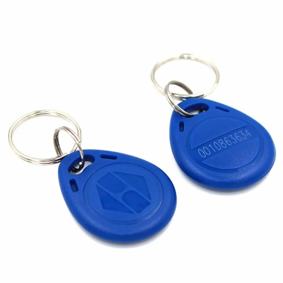 YAVIS Llaveros RFID 125 KHz EM4100 TK4100 Proximidad Lector Texto Etiqueta Control de Acceso Tarjeta Inteligente Keyfobs Azul 10 Piezas
