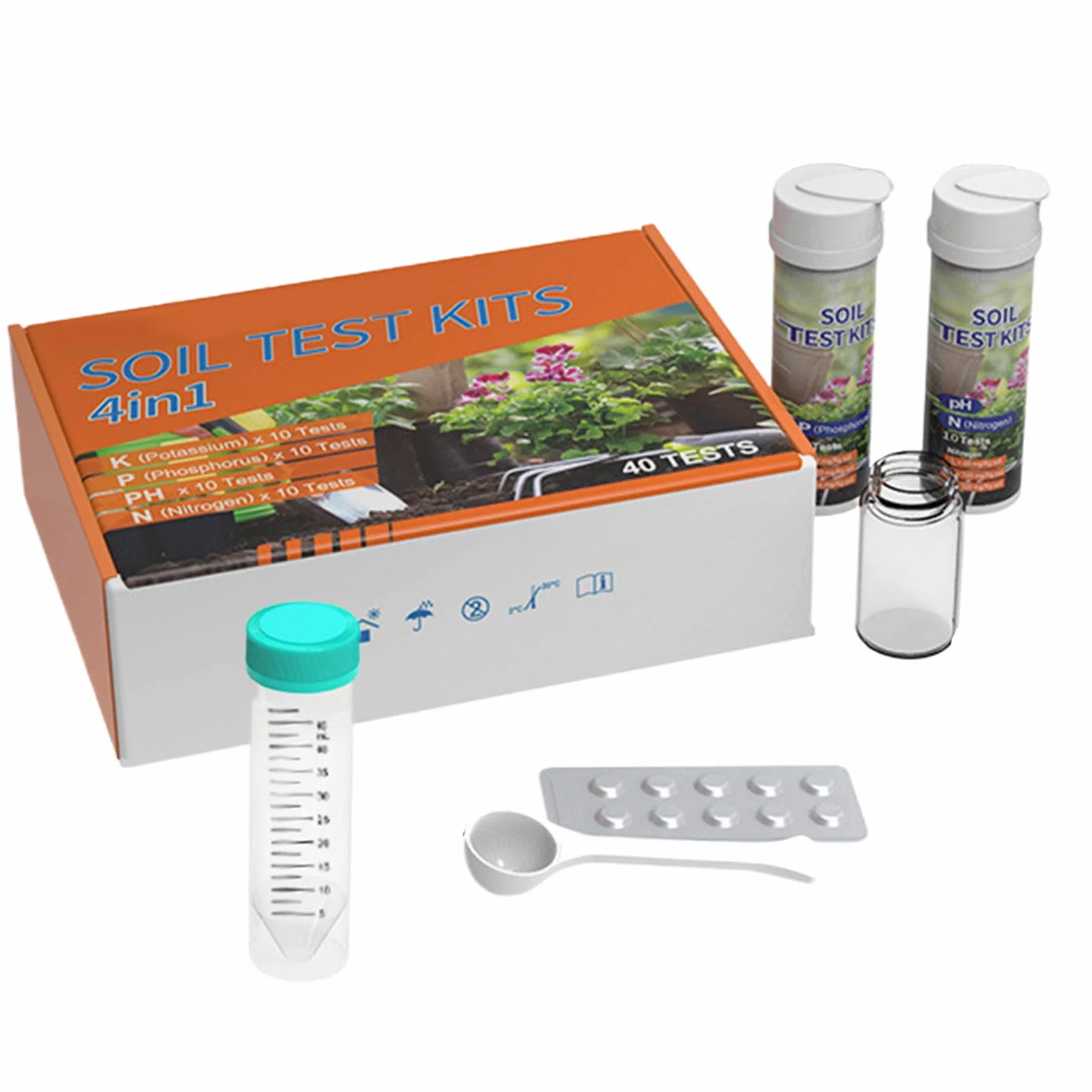 Kit de Análisis de Suelo para Jardín Analizador de Nutrientes 4 en 1