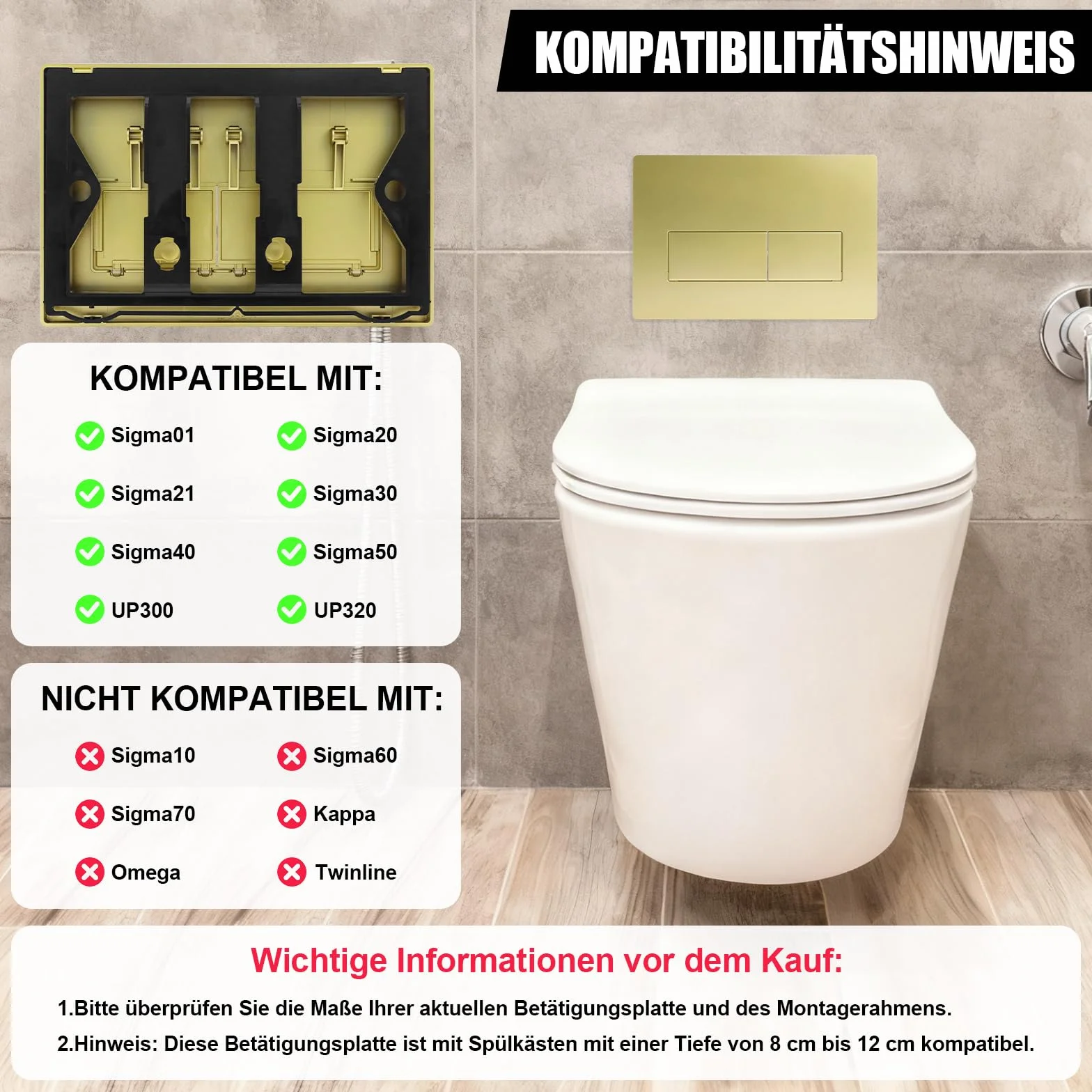 Placa de descarga WC GEBERIT SIGMA01 115.770.11.5 243×163mm oro