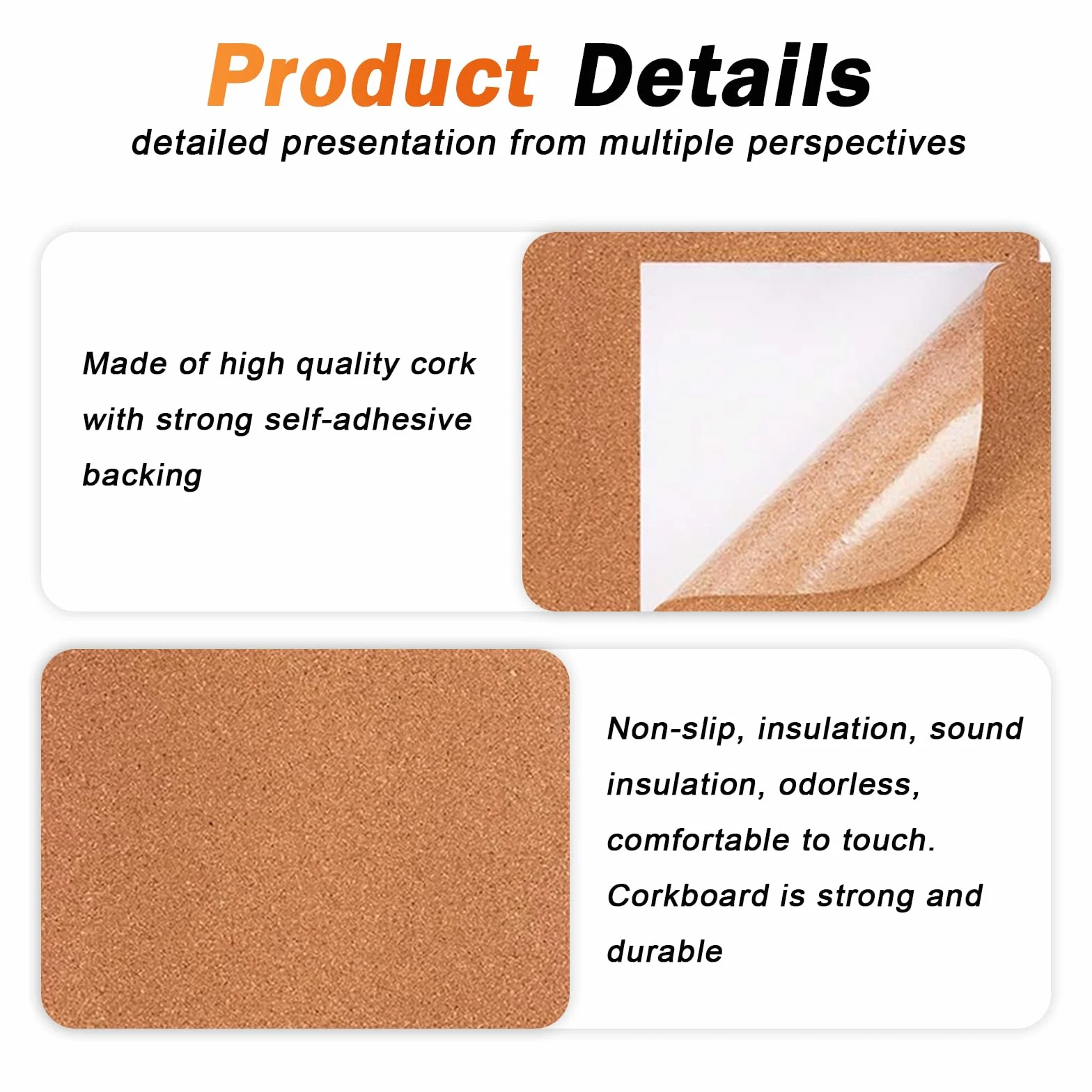 Sporgo Placas de Corcho Autoadhesivas 29,7 x 21 cm 3 mm para Manualidades Tableros de Notas