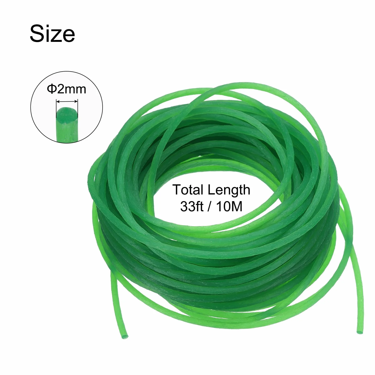 QUARKZMAN Correas Redondas de Poliuretano 2 mm Diámetro 10 m PU para Transmisión Superficie Rugosa Verde