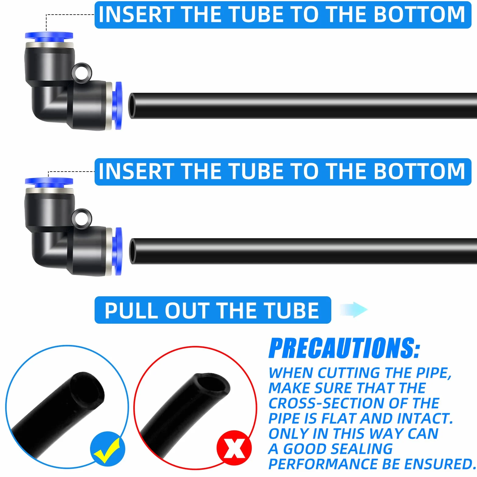 Codo 6mm Tubo OD Empujar Conectar Neumáticos Accesorios Bloqueo PV6