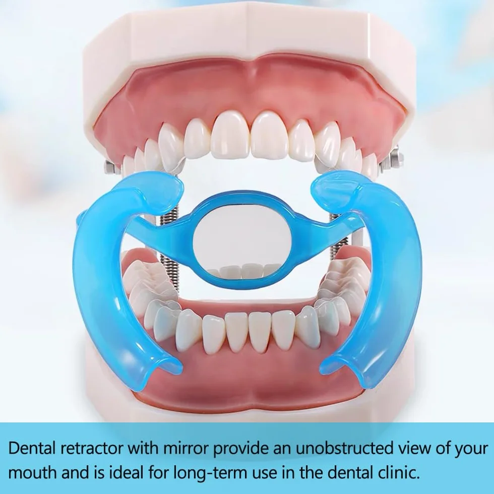 Retractor de mejilla dental con espejo, abridor de boca en forma de M para blanqueamiento y reparación dental, ortodoncia, protector de labios, 10 PCS