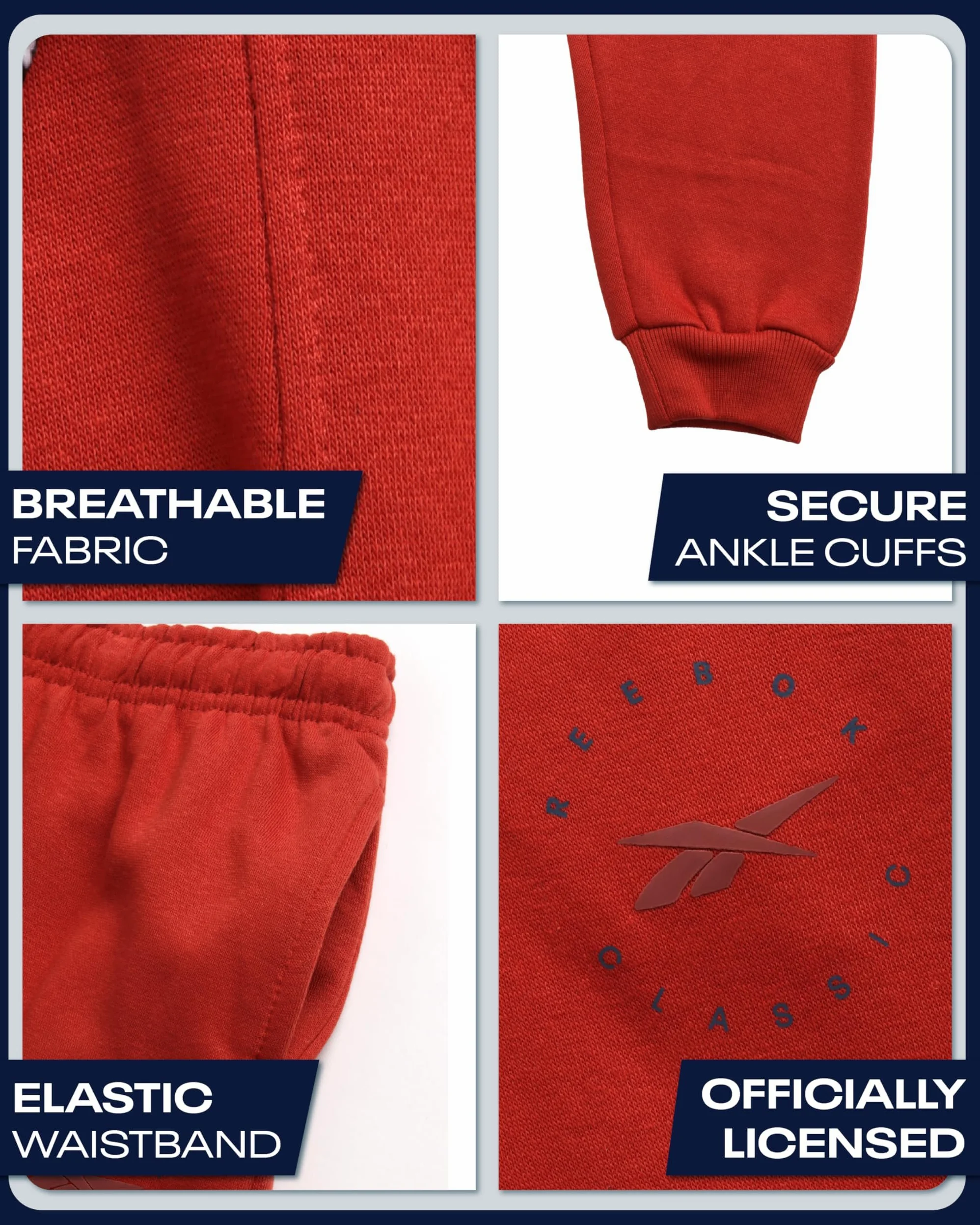 Reebok Pantalones deportivos para niños – Pantalones deportivos de forro polar suave con bolsillos para correr y entrenar (tallas: 8-14)