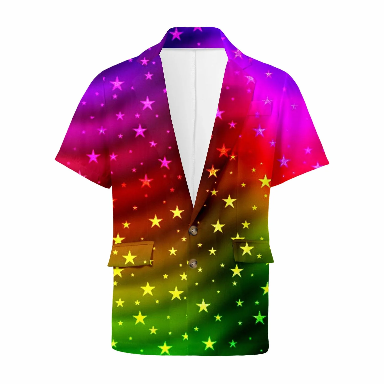 Conjunto chaqueta de traje manga corta hombre estampado arco iris 2 piezas pantalones cortos para playa orgullo gay