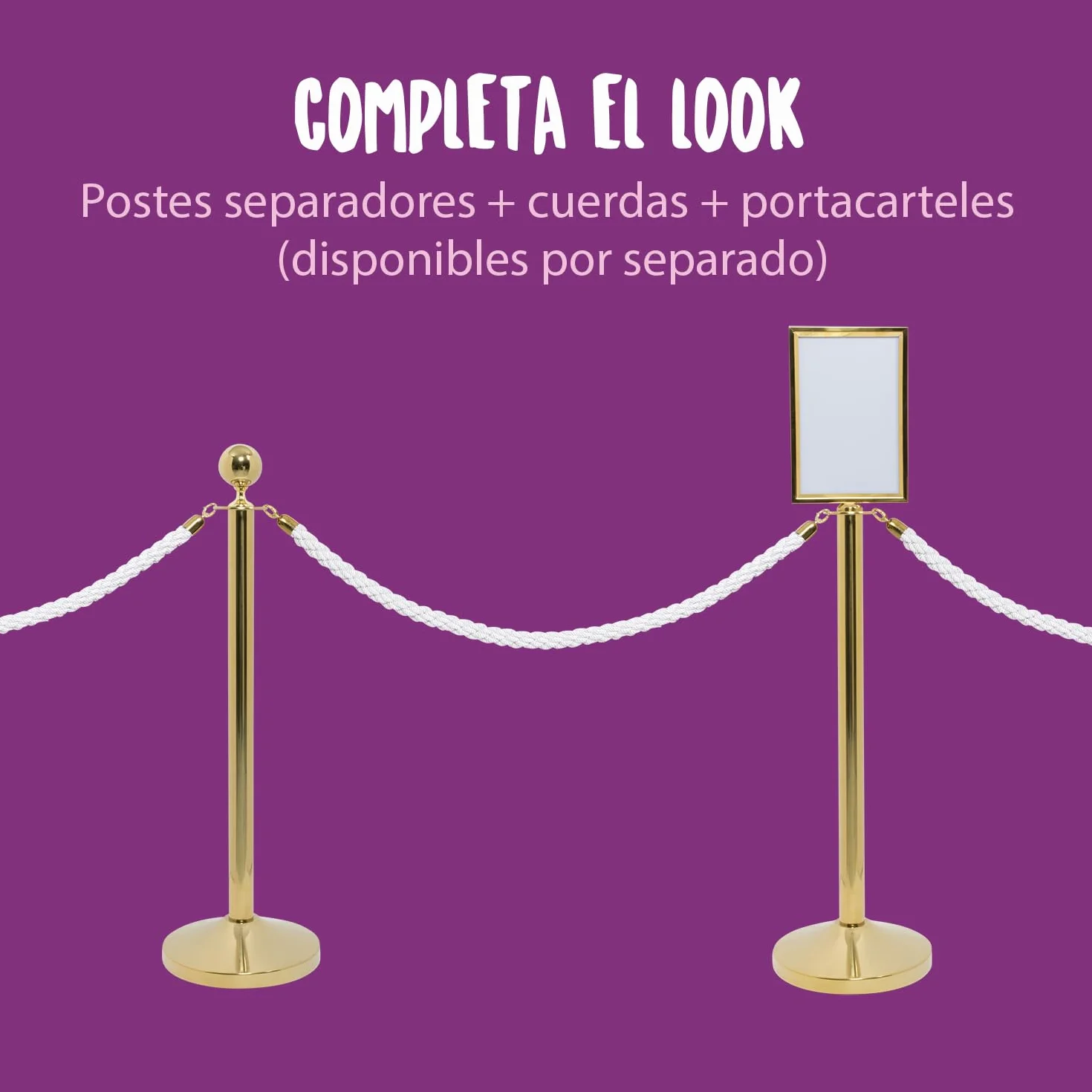 SECURIT Poste con Base para Sistema de Barrera Clásico Acero Inoxidable Acabado Dorado H. 95 cm