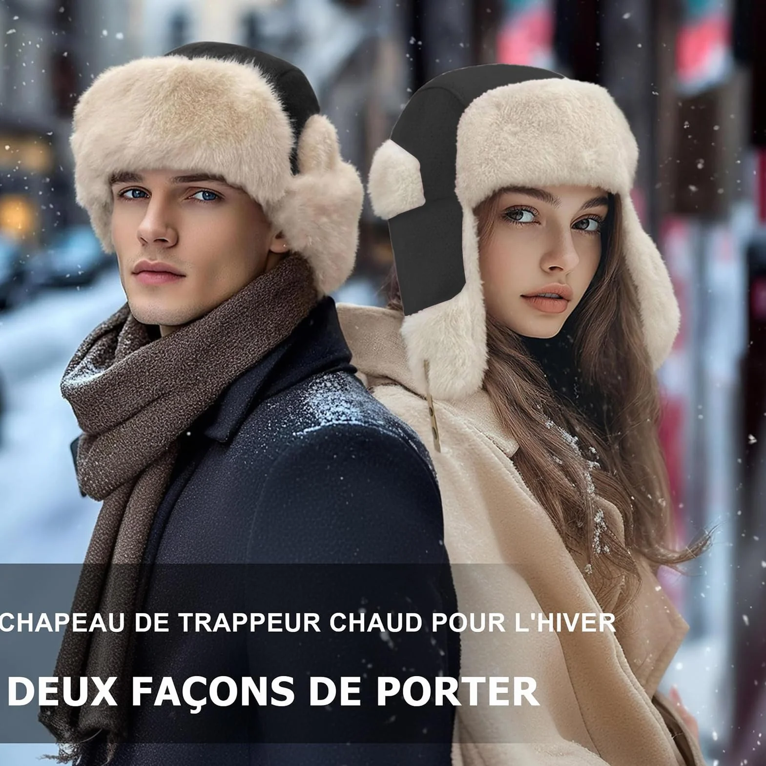 Gorro de Invierno con Orejeras Unisexo Sombrero de Trampero con Forro de Felpa Gorros de Aviador Piel Sintética de Esquí Ciclismo