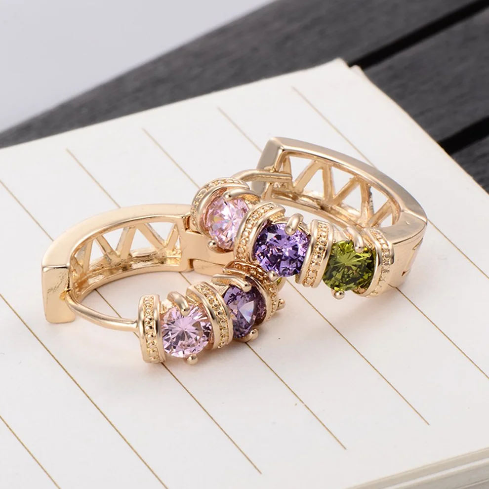 YAZILIND 18K joyeria plateada oro colorido cristal Cubic Zirconia bola embutido redondo pendiente llenada de diseno claro senoras mujeres moda aretes para ninas