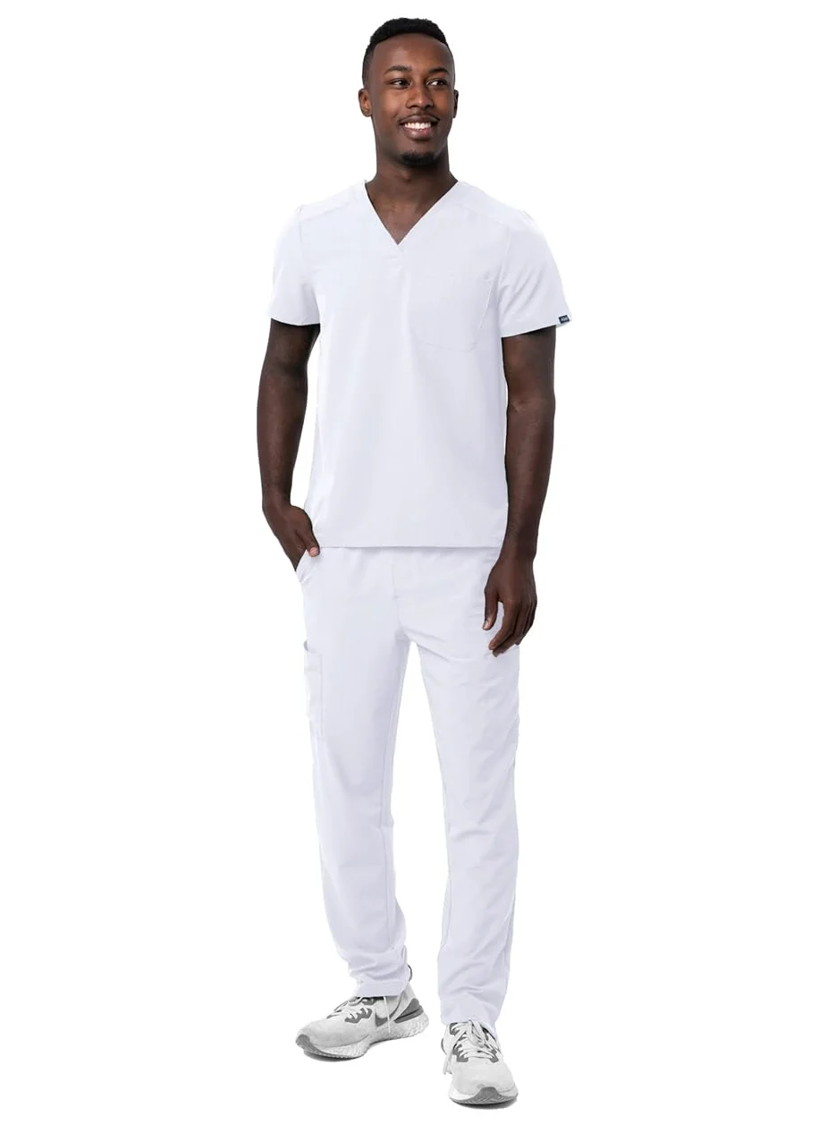 Adar Uniforme médico para Hombres Casaca de Cuello en V y Pantalones Cargo